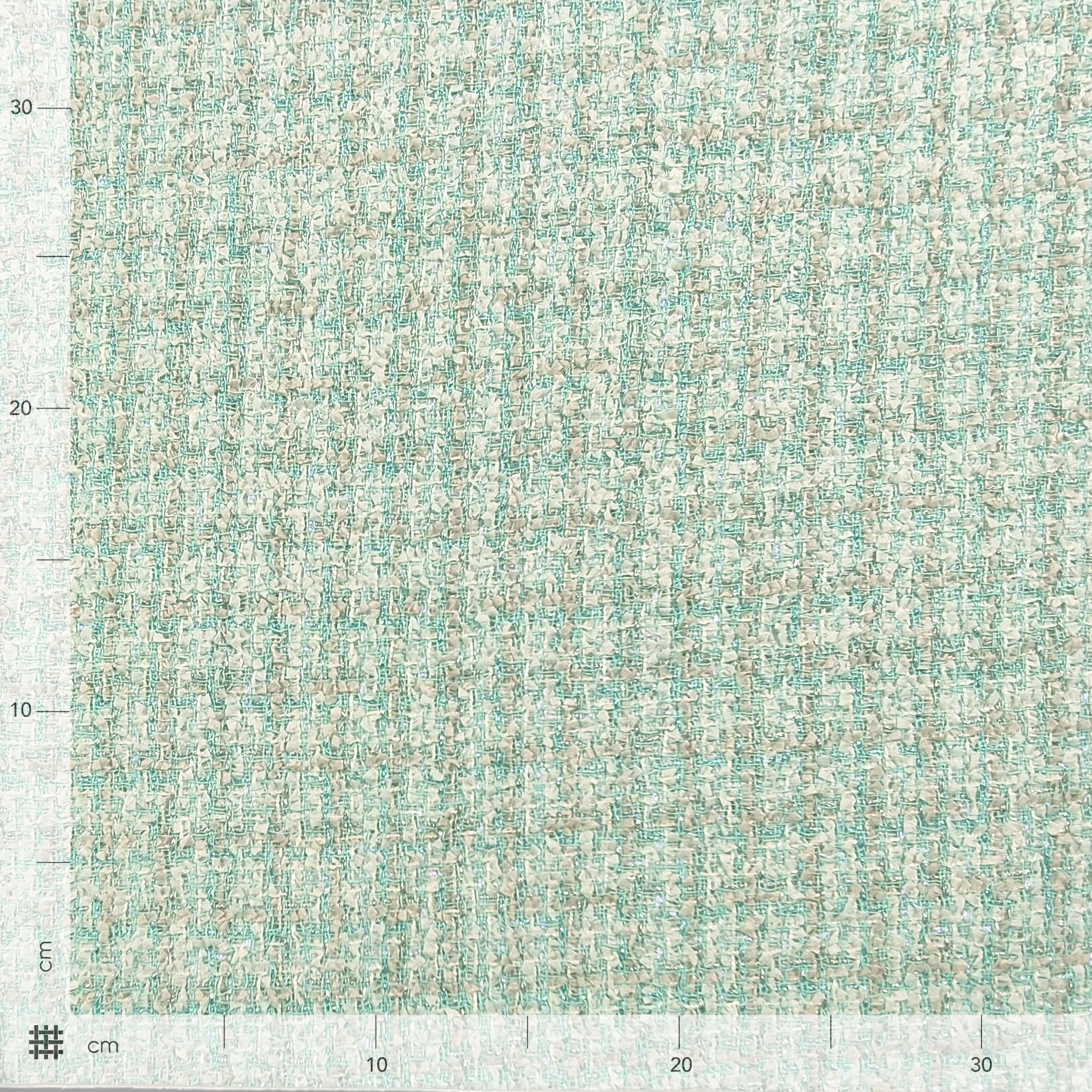 Tweed High Fashion Aqua Green White Lurex