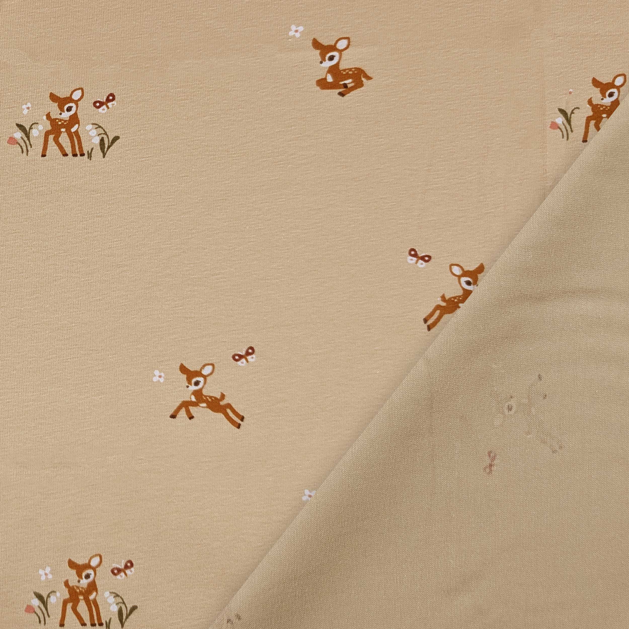 Jersey Cotton Background Beige with Fawns Image