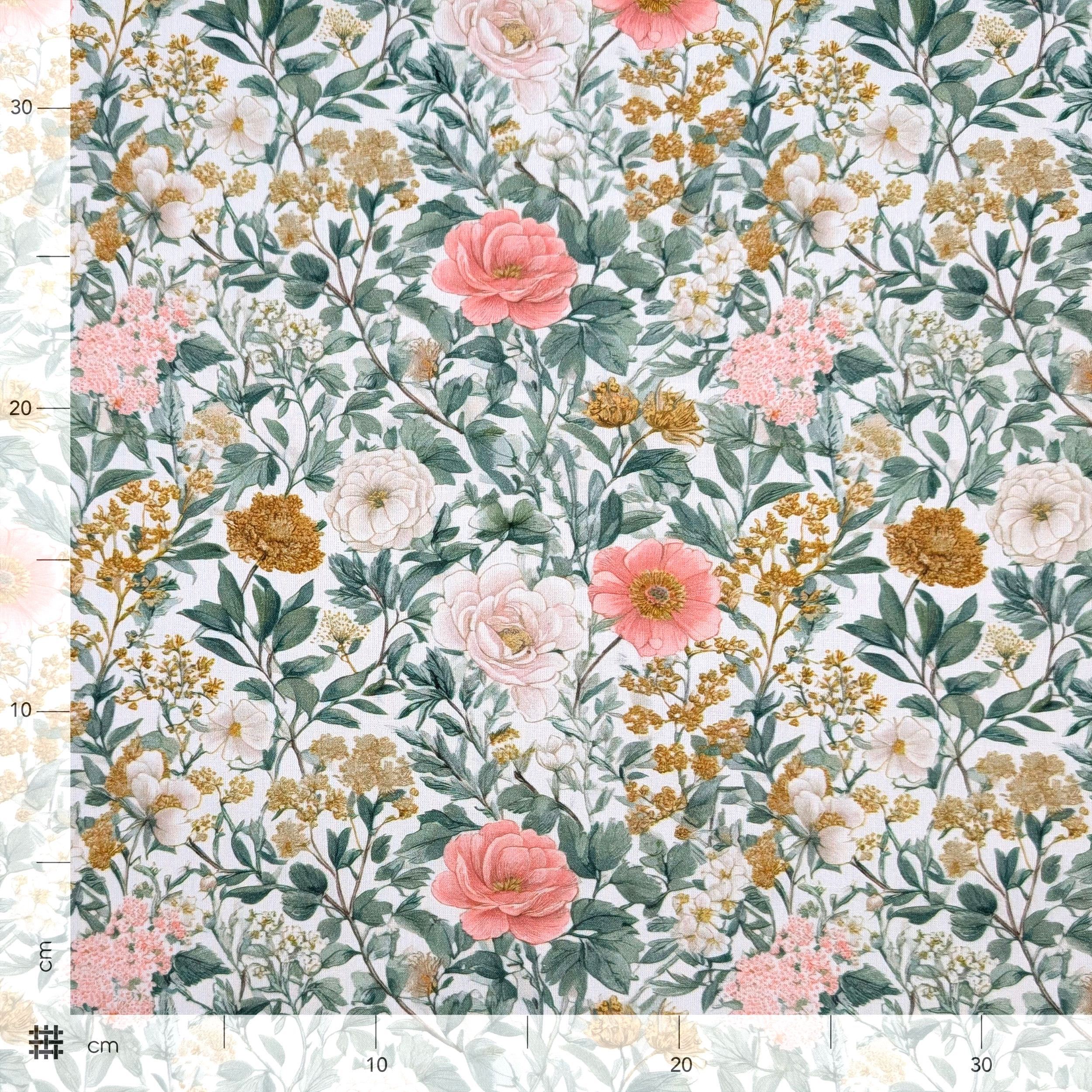 Percale Cotton Flowers White Background Image