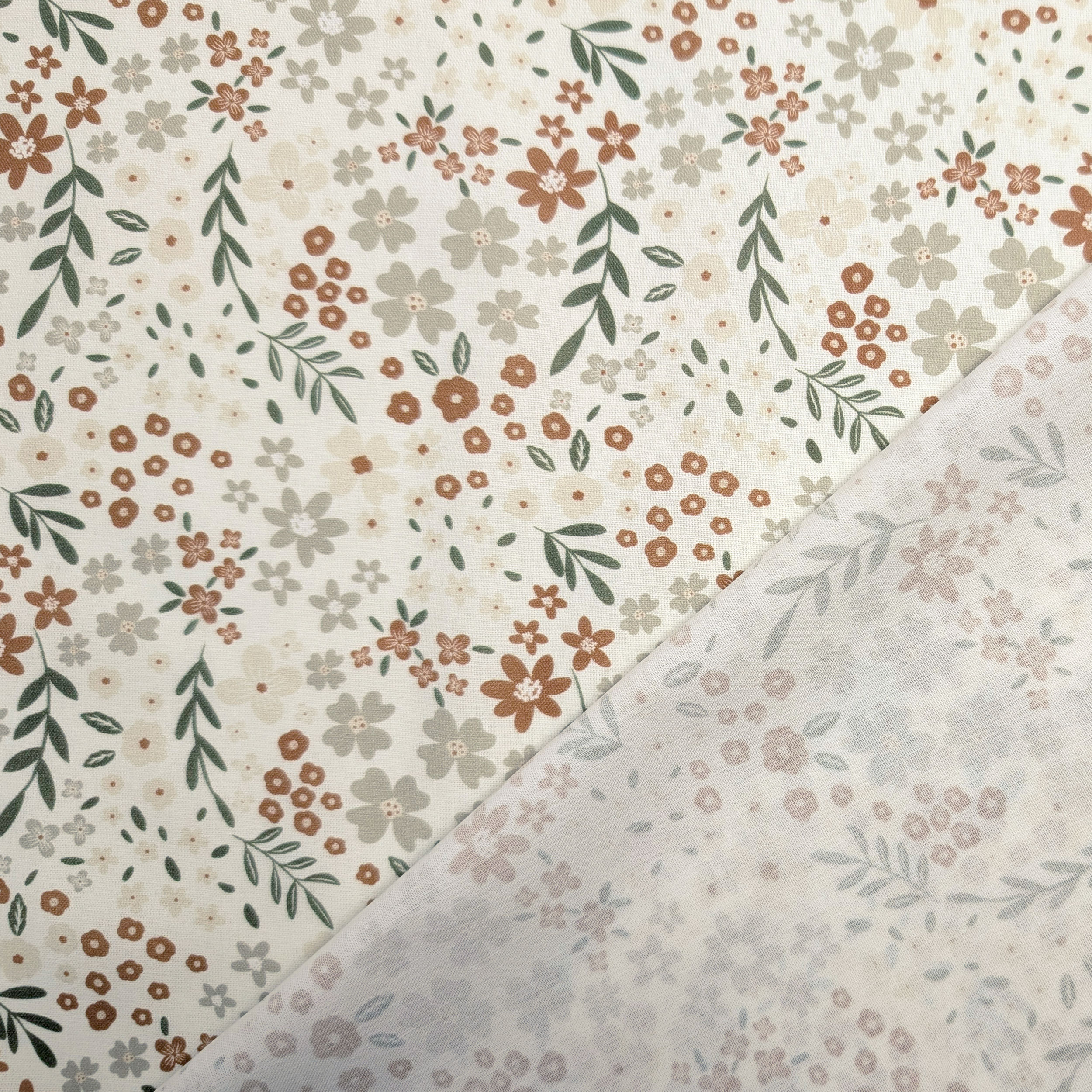 Beige and Cream Flowered Cotton Poplin Image