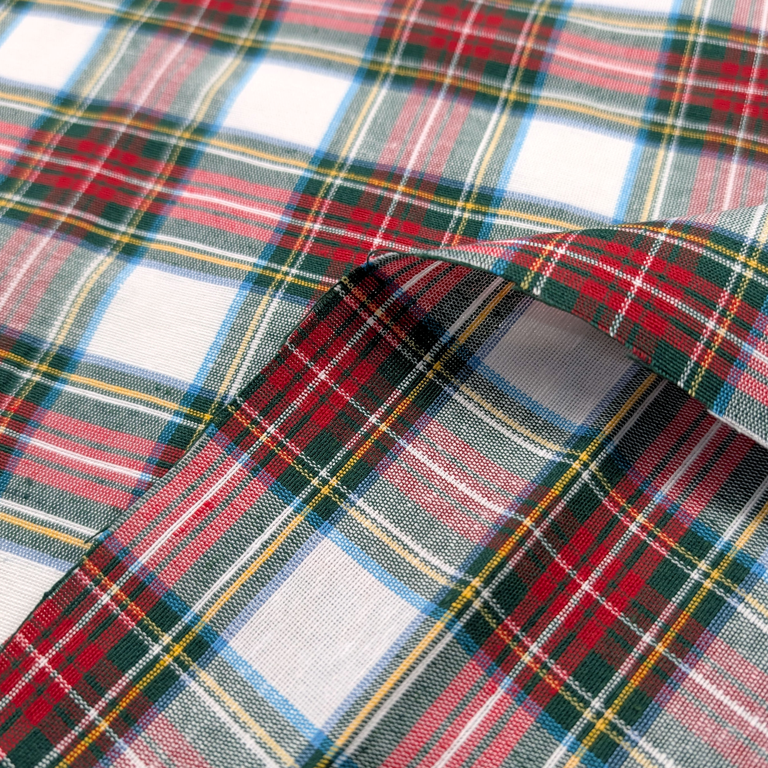 Medium White and Red Tartan Fabric Image
