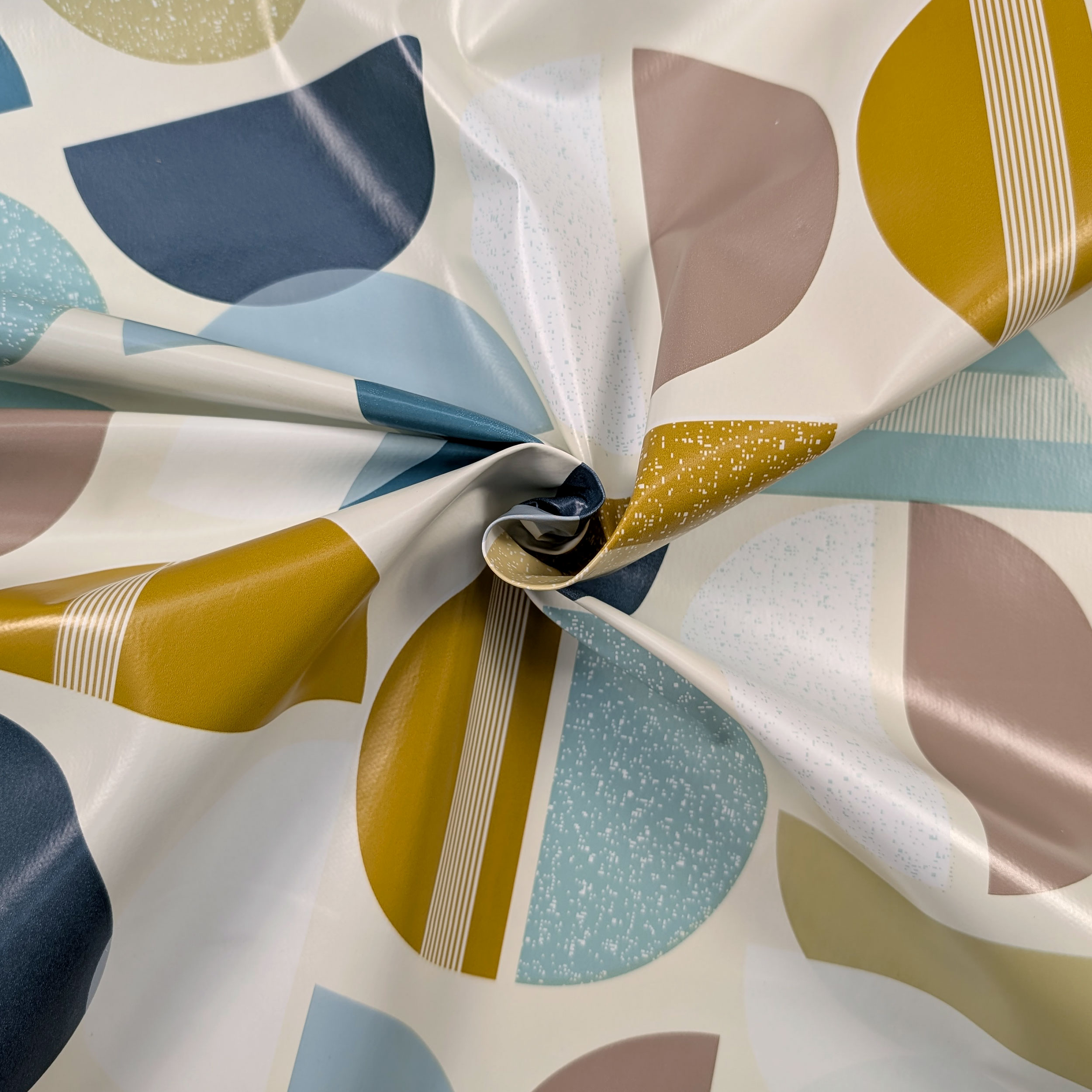Fabric for Pop Art Plastic-coated Tablecloth Blue Beige Image