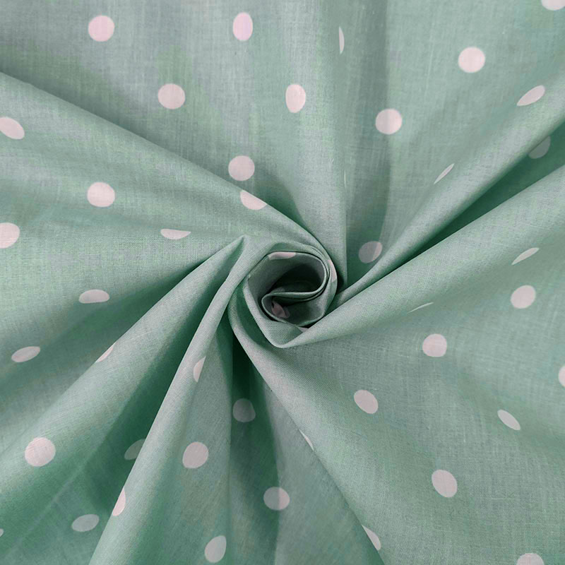 Tissu de coton Blanc à pois Fond Jade Image