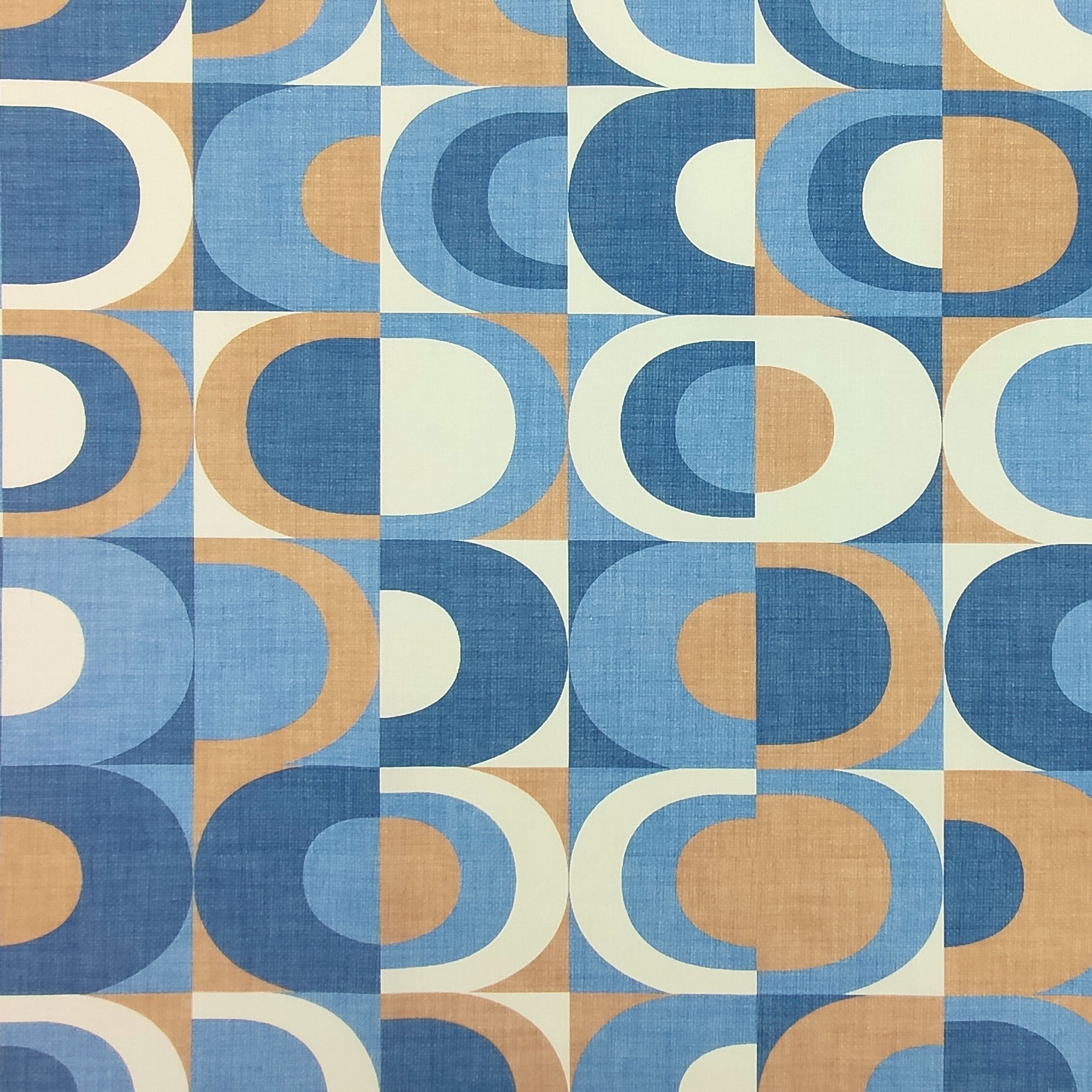 Baumwollstoff Oval Töne Hellblau