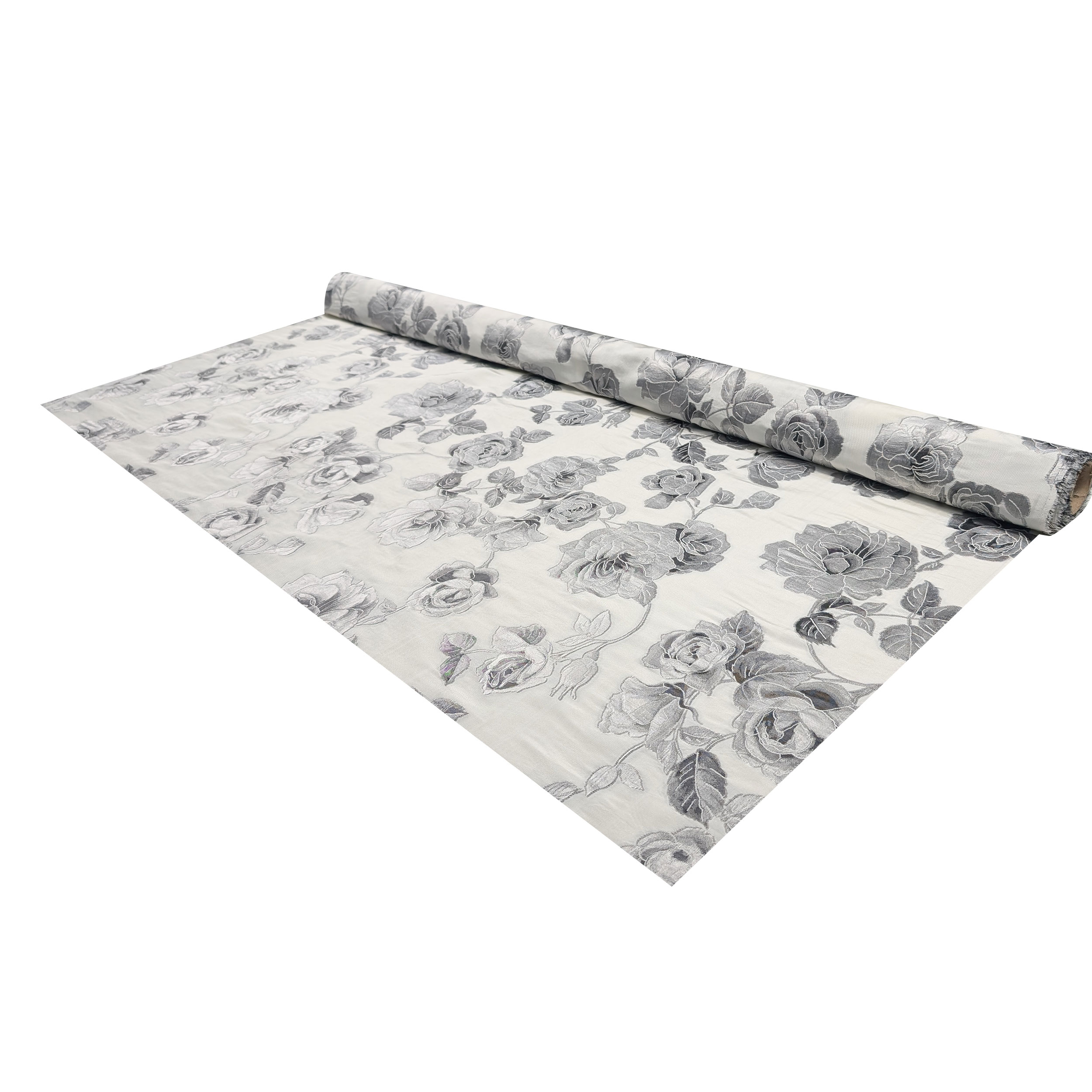 Jacquard Alta Moda Flores Gris Mezcla Seda Image