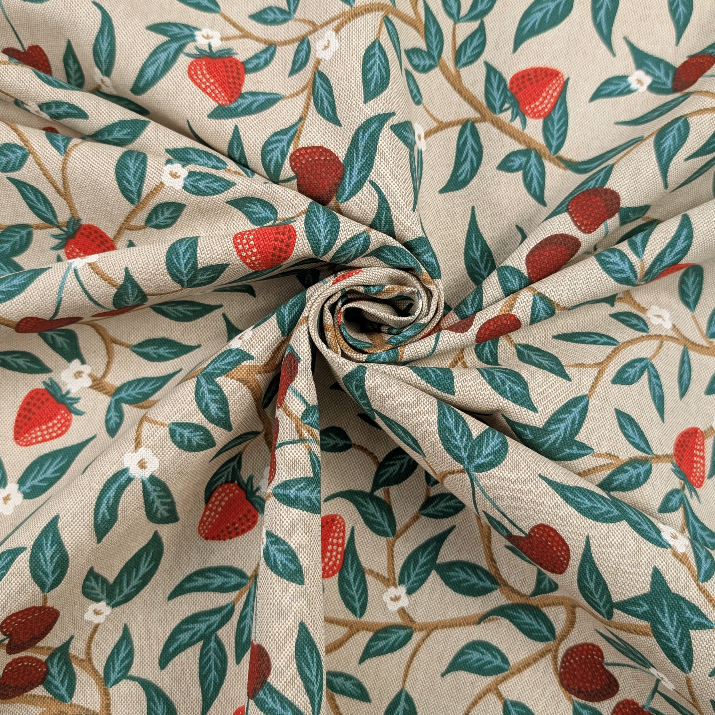 Strawberry and Cherry Panama Fabric Image