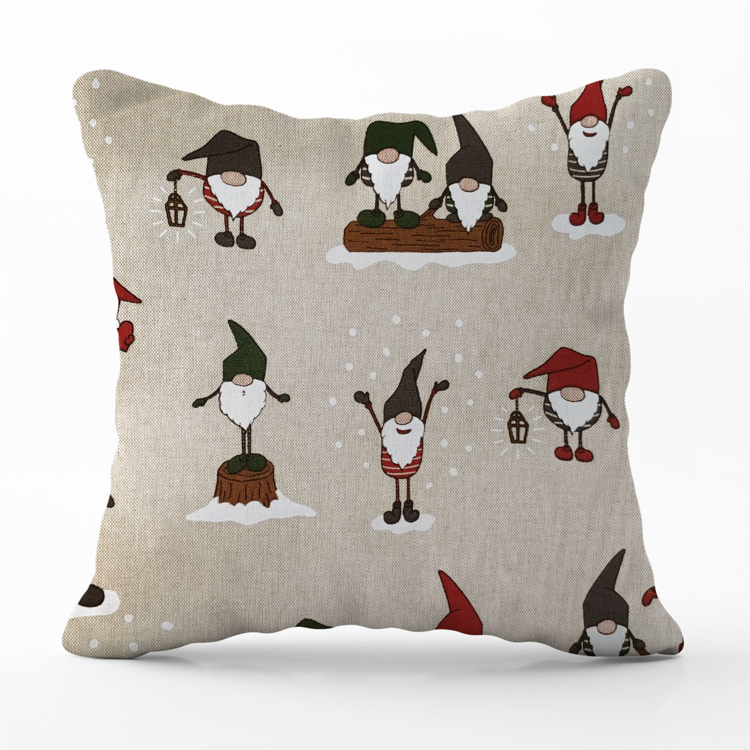 Coussin fantaisie Gnomes de Noël - Taie d'oreiller