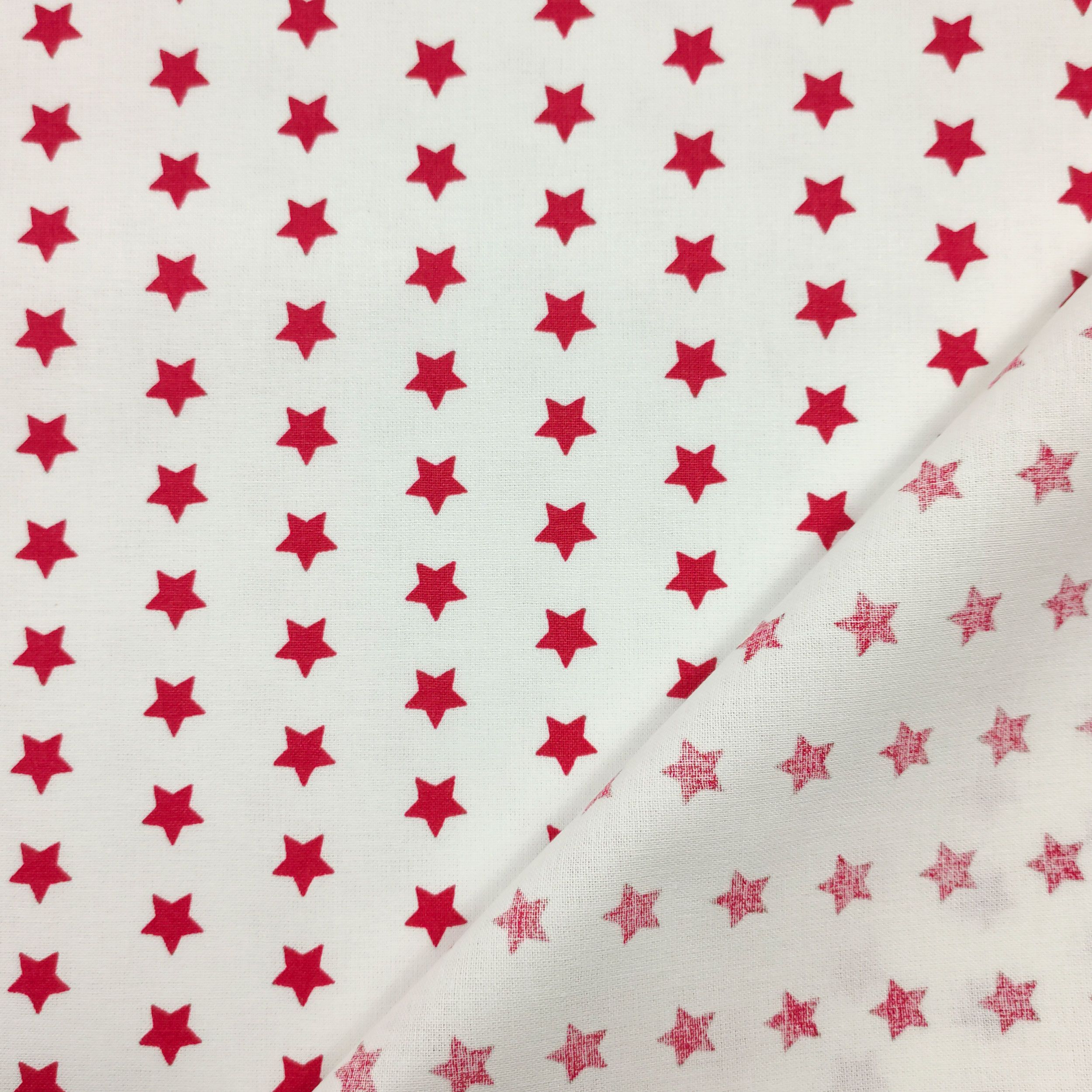 Printed Cotton - White Background with Stars Image