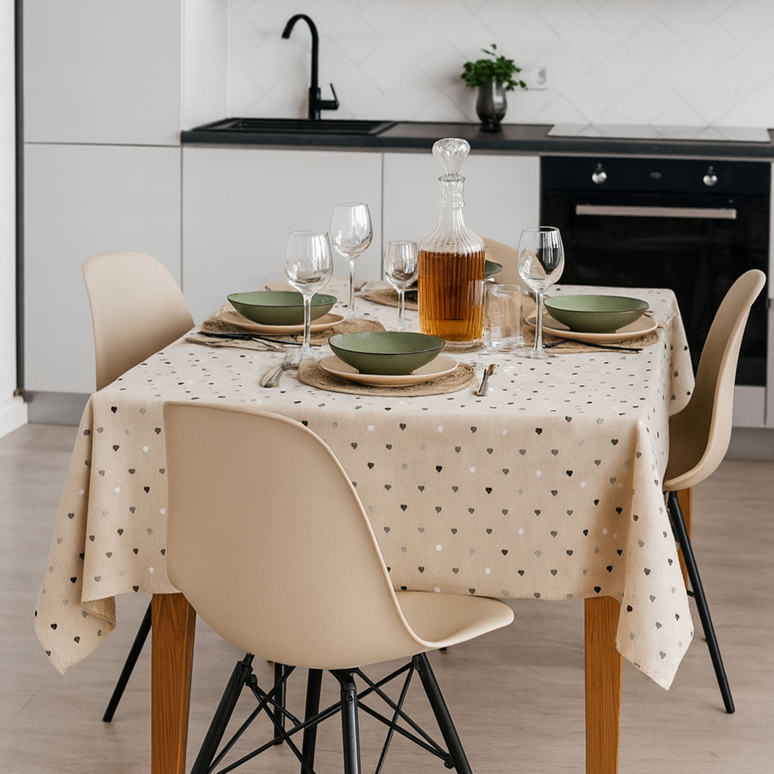 Tablecloth Wrapped Black and Grey Hearts Image