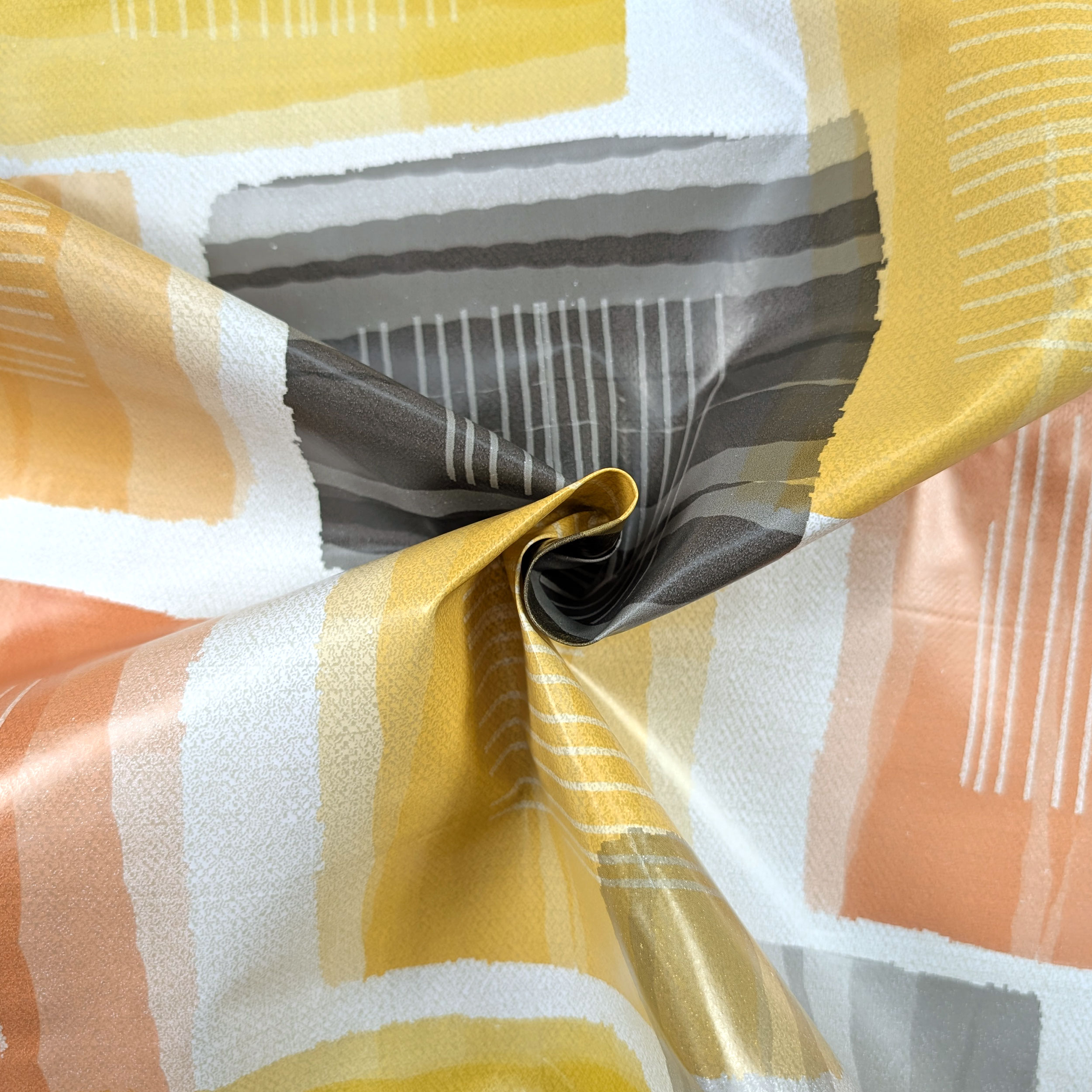 Fabric for Plasticized Tablecloth Geometries Warm Tones Image