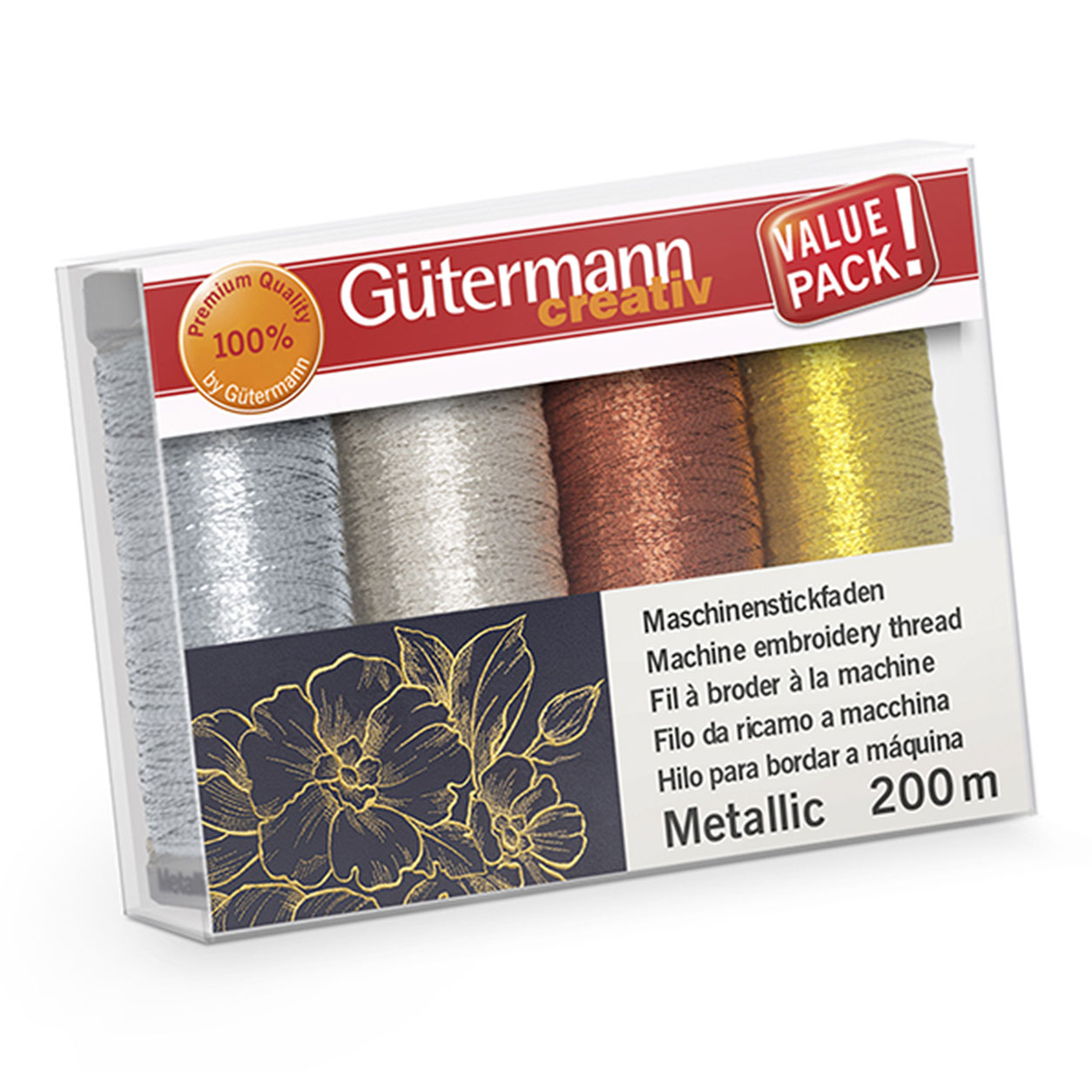 Gutermann Hilo Efecto Metálico 4 Bobinas