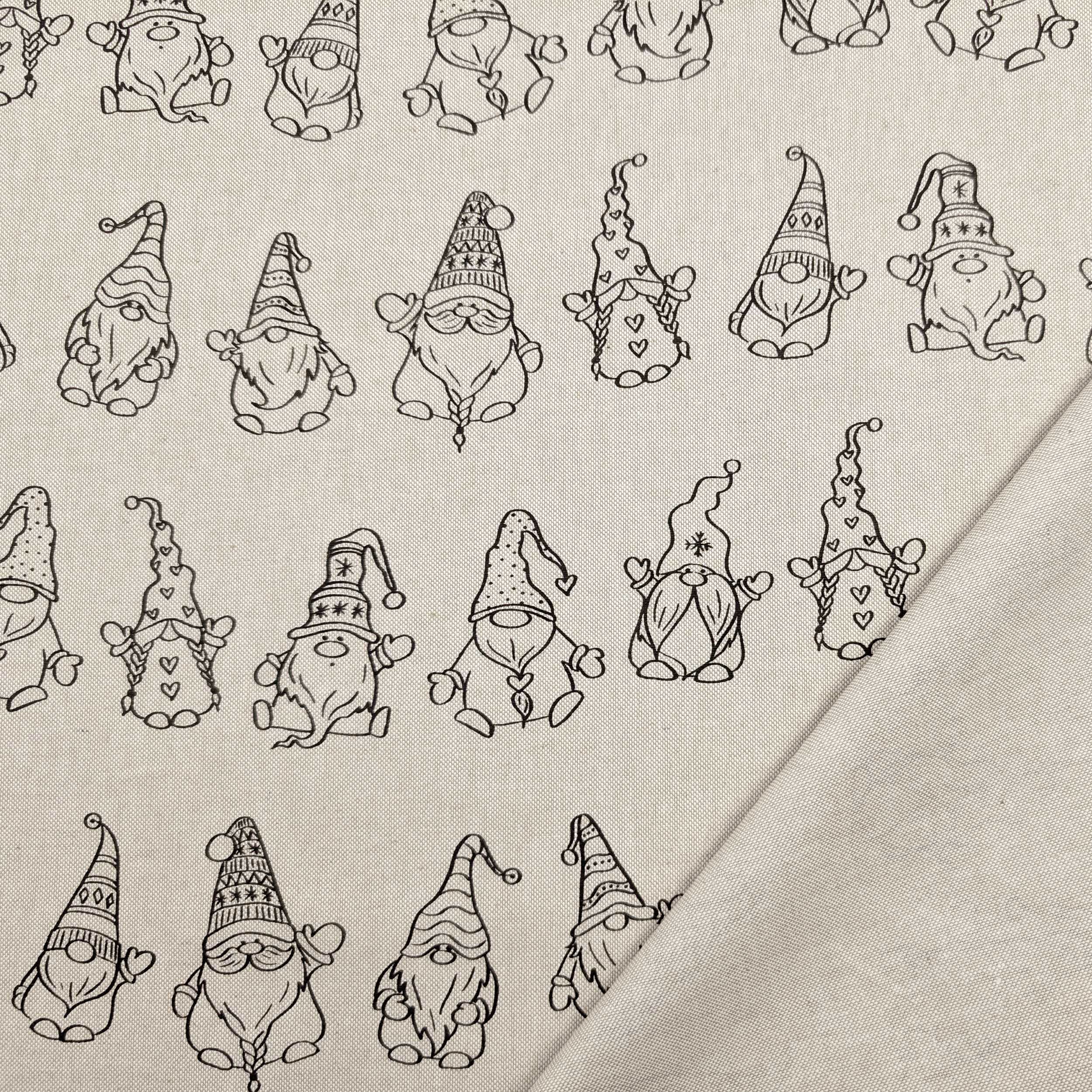 Panama fabric with Christmas gnome pattern Image