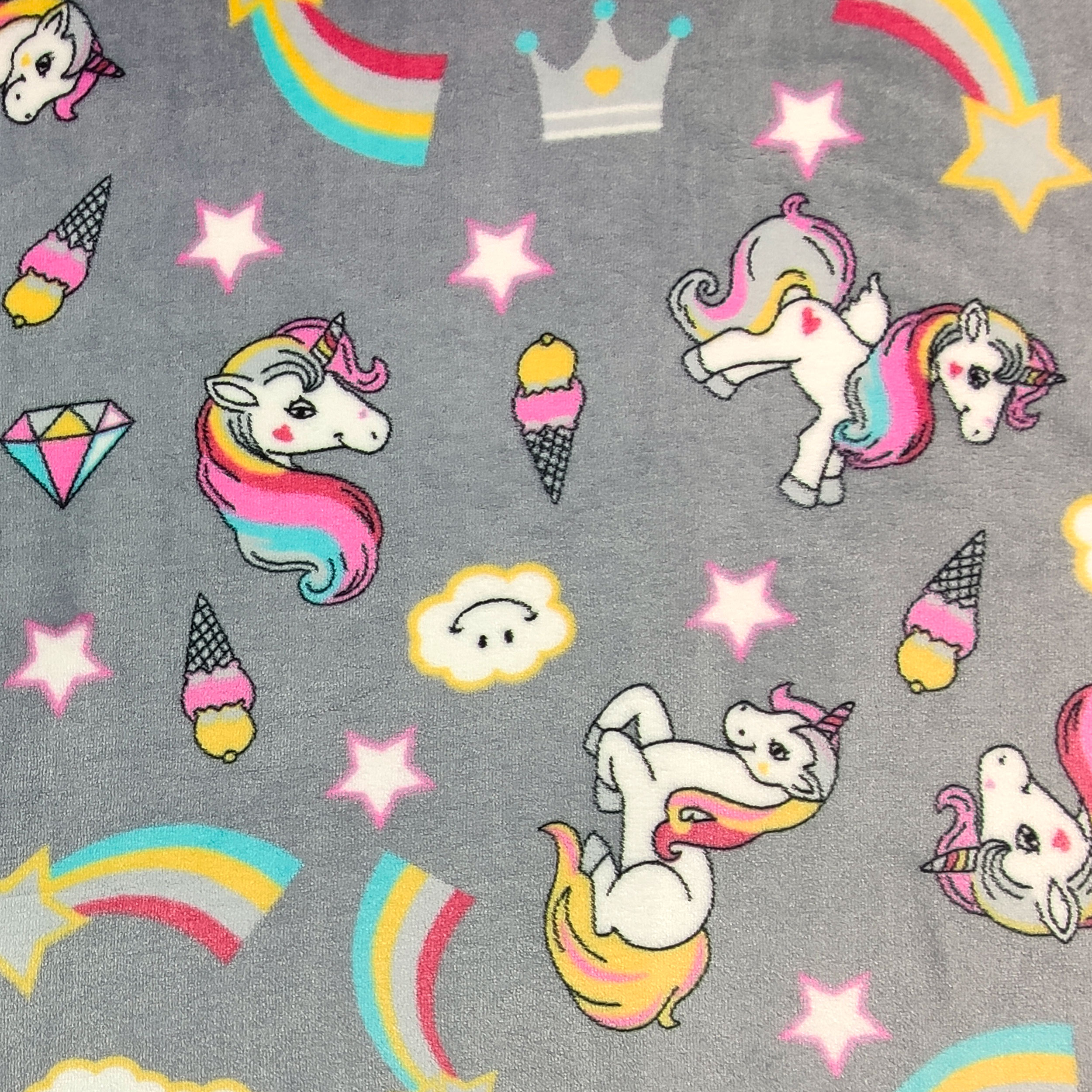 Vellón Mano Cachemira Unicornios Fondo Gris