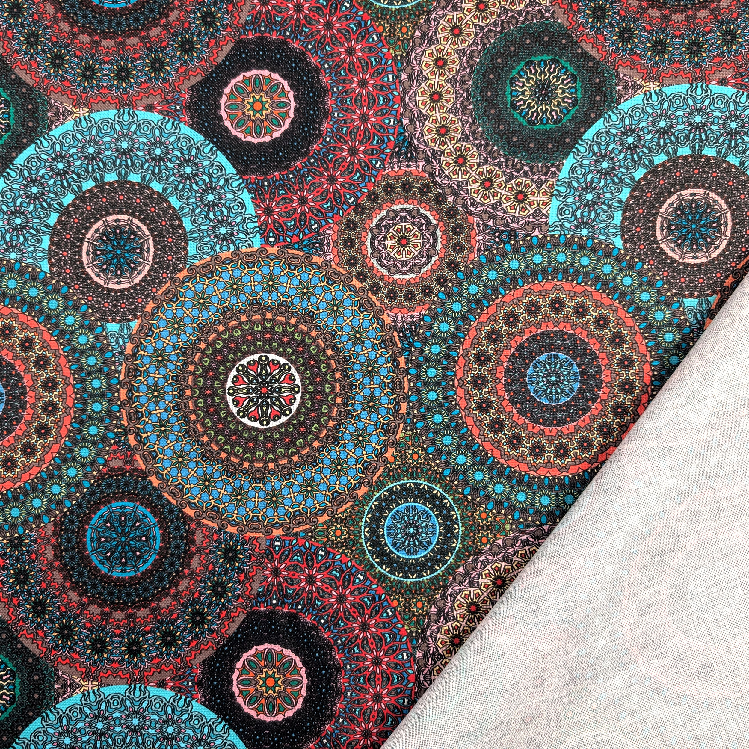 Coloured Mandala Panama Fabric Image