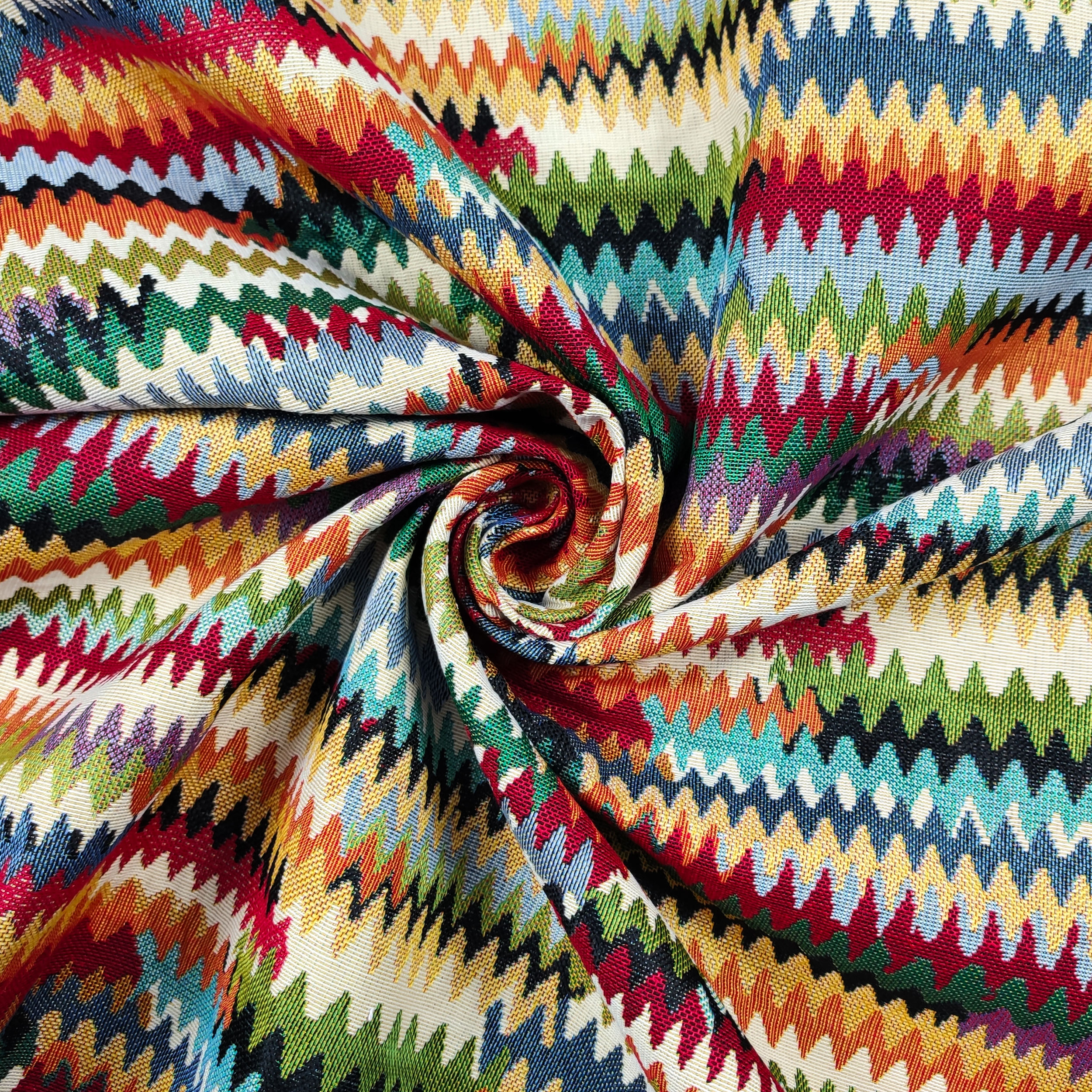 Tela Gobelin de colores con estampado Zig Zag