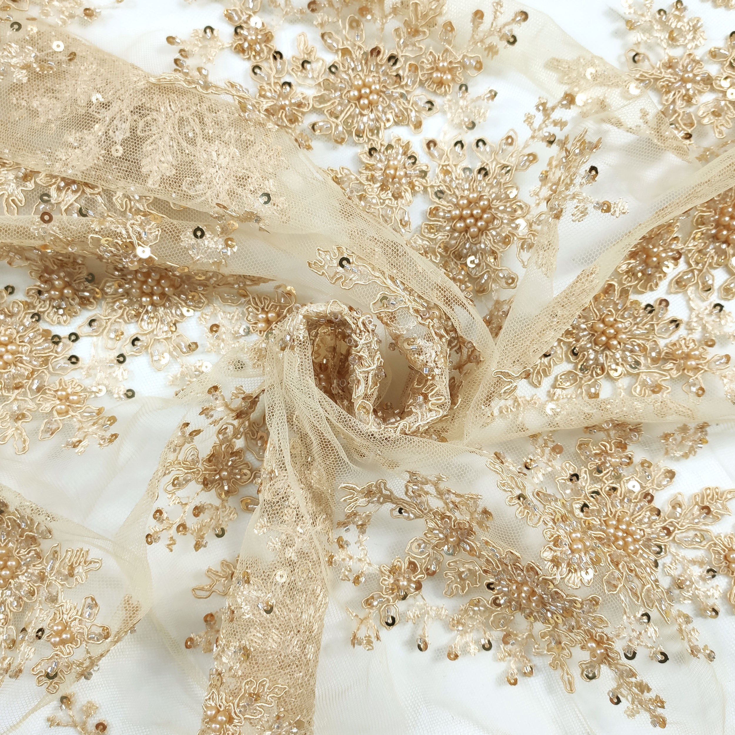 Fashion Lace Light Gold and Pearls