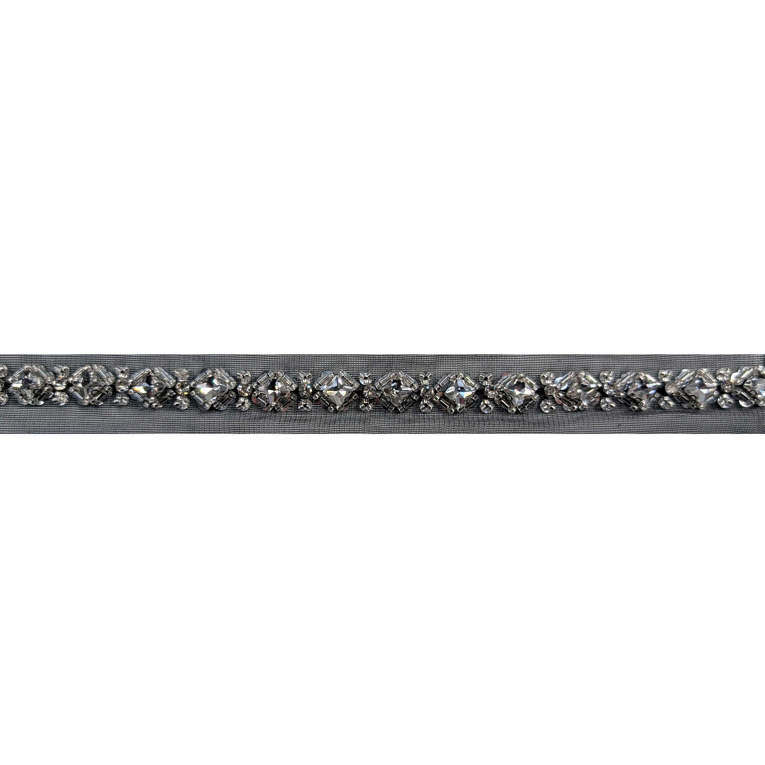 Trimmings Black Tulle and Silver Precious Stones Image