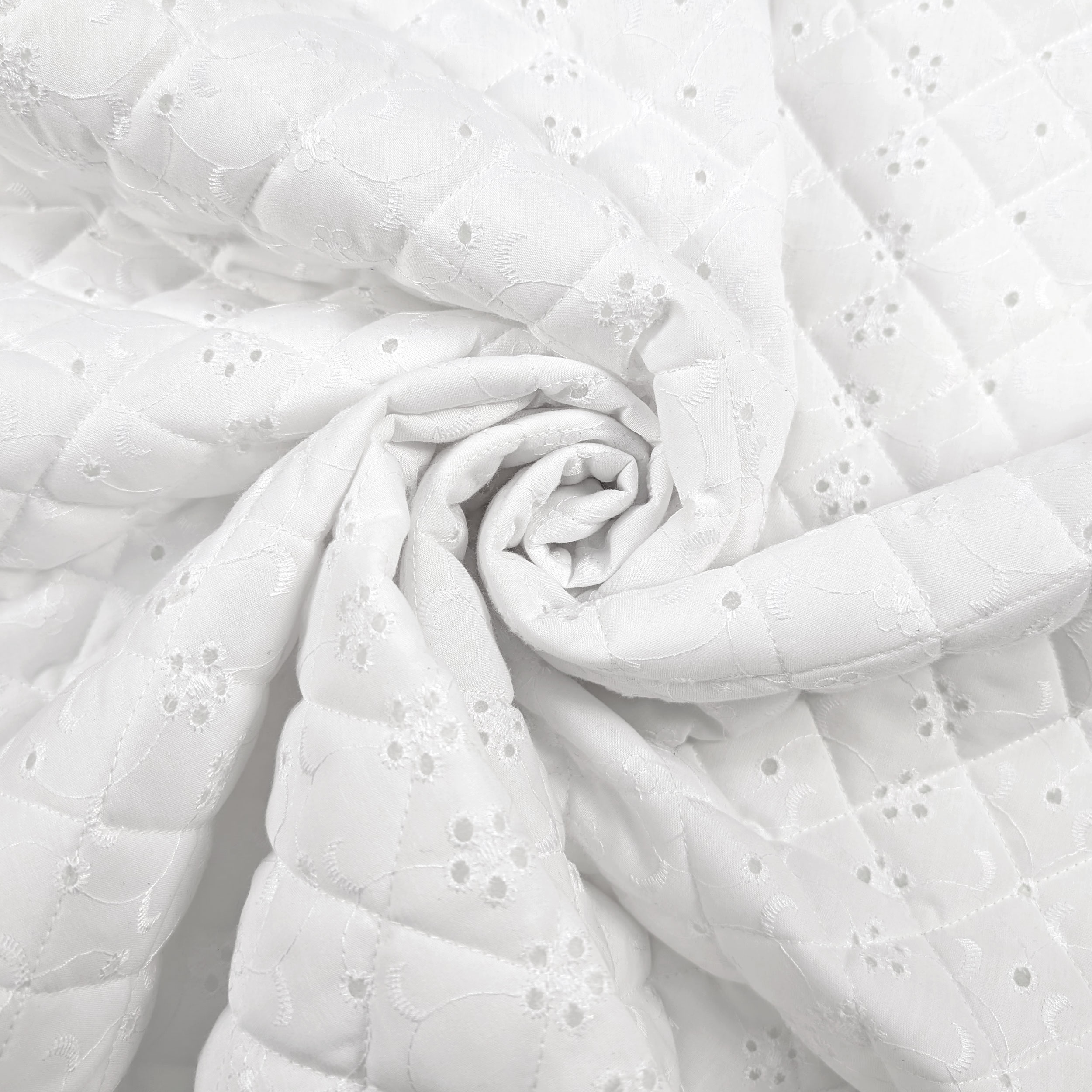 Fabric Quilt Sangallo White Retro Ovatta Image