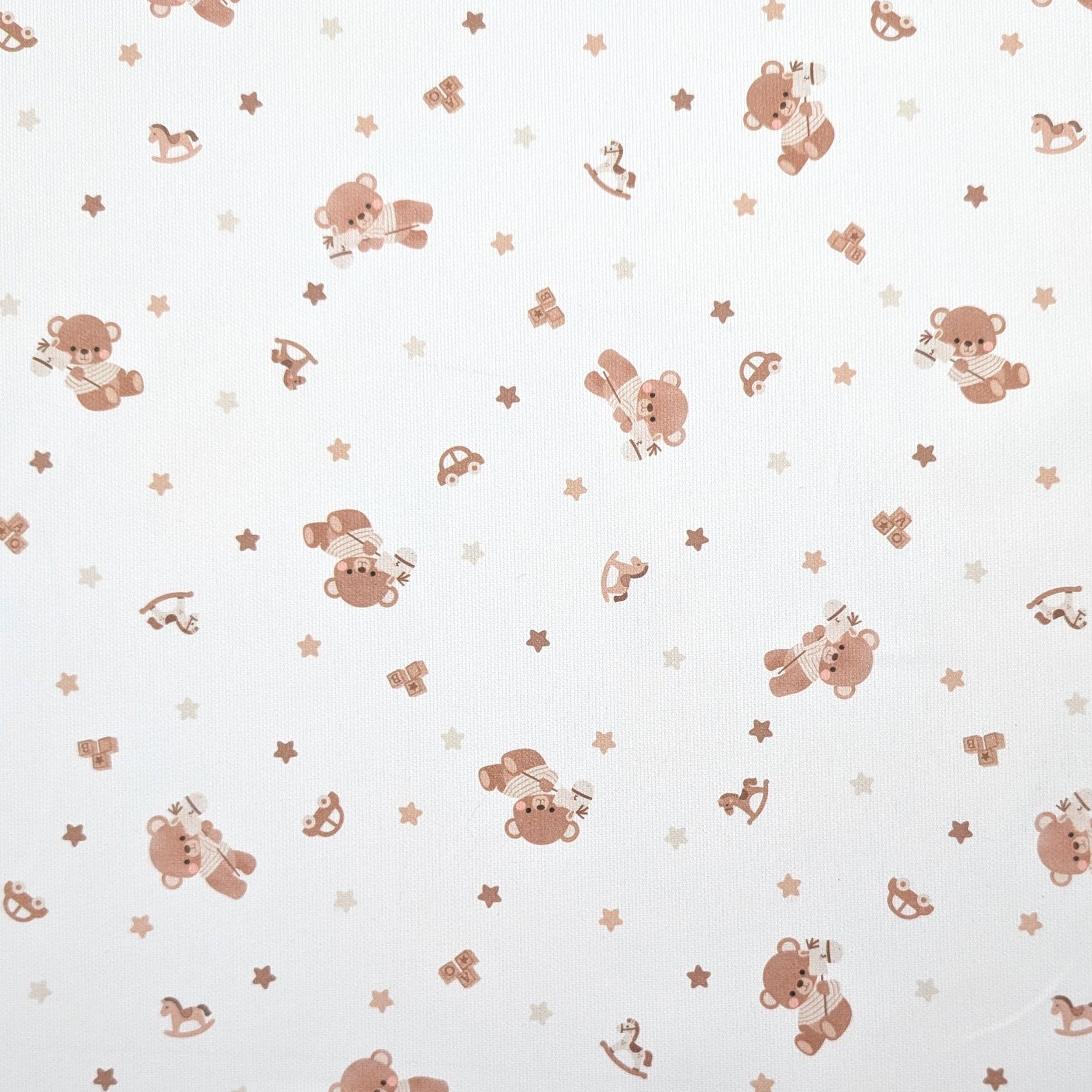 Cotton Piquet Baby Bears and Stars Image