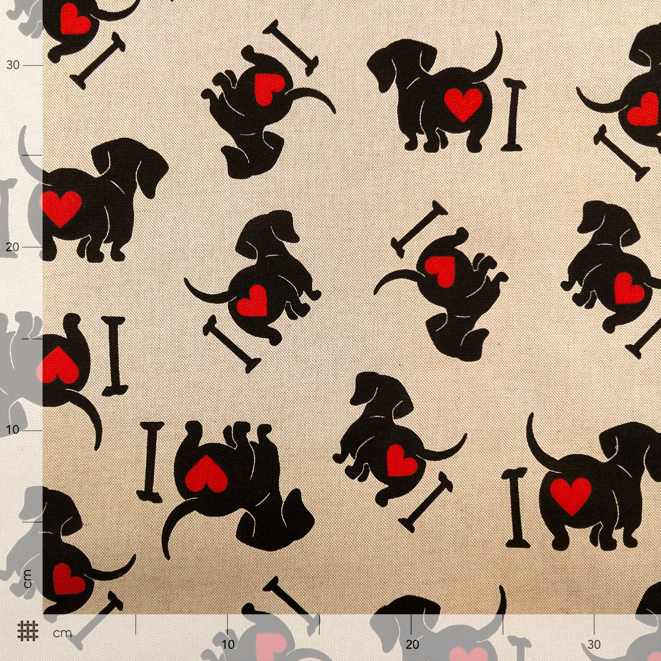 Panama fabric I Love Dachshunds Image