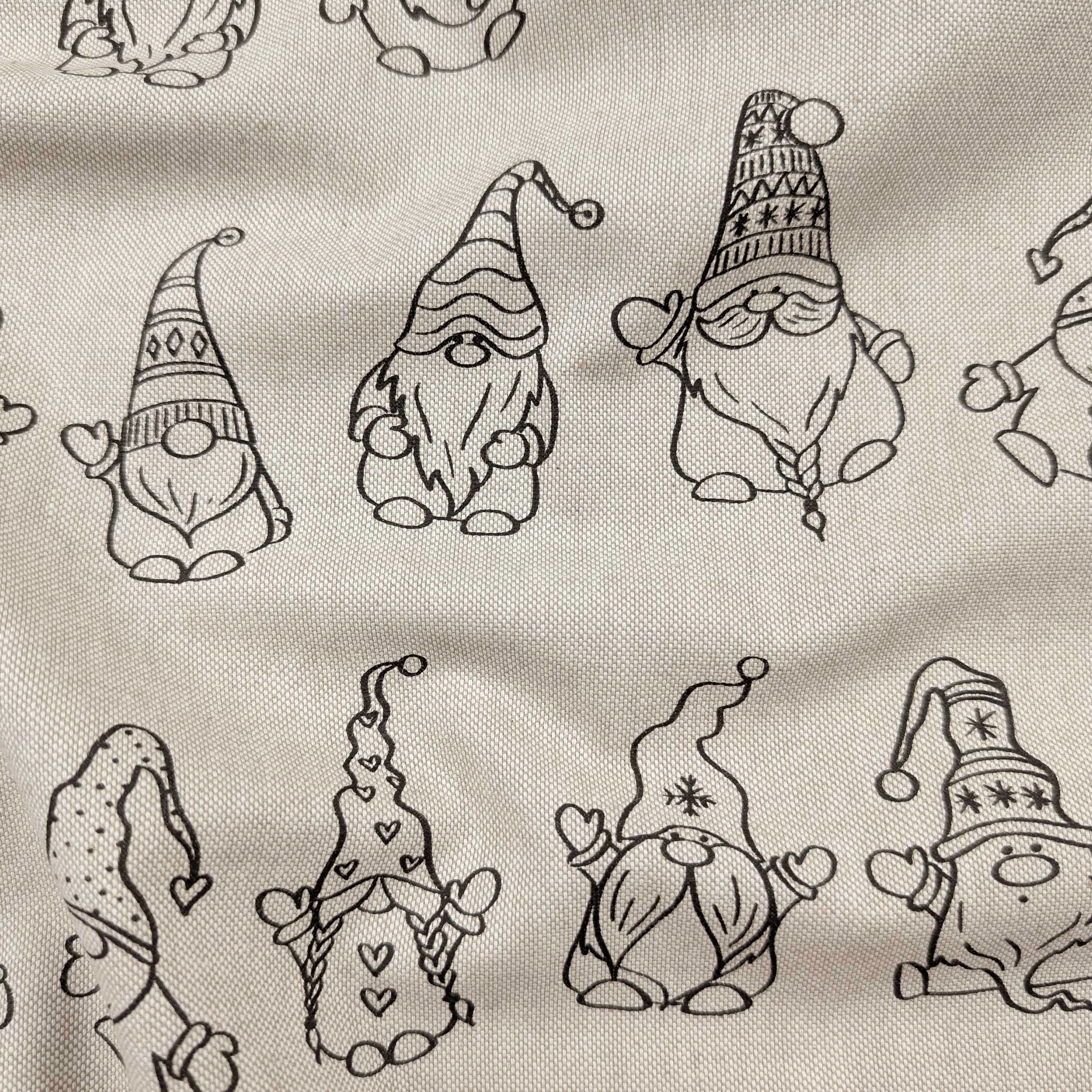 Panama fabric with Christmas gnome pattern Image