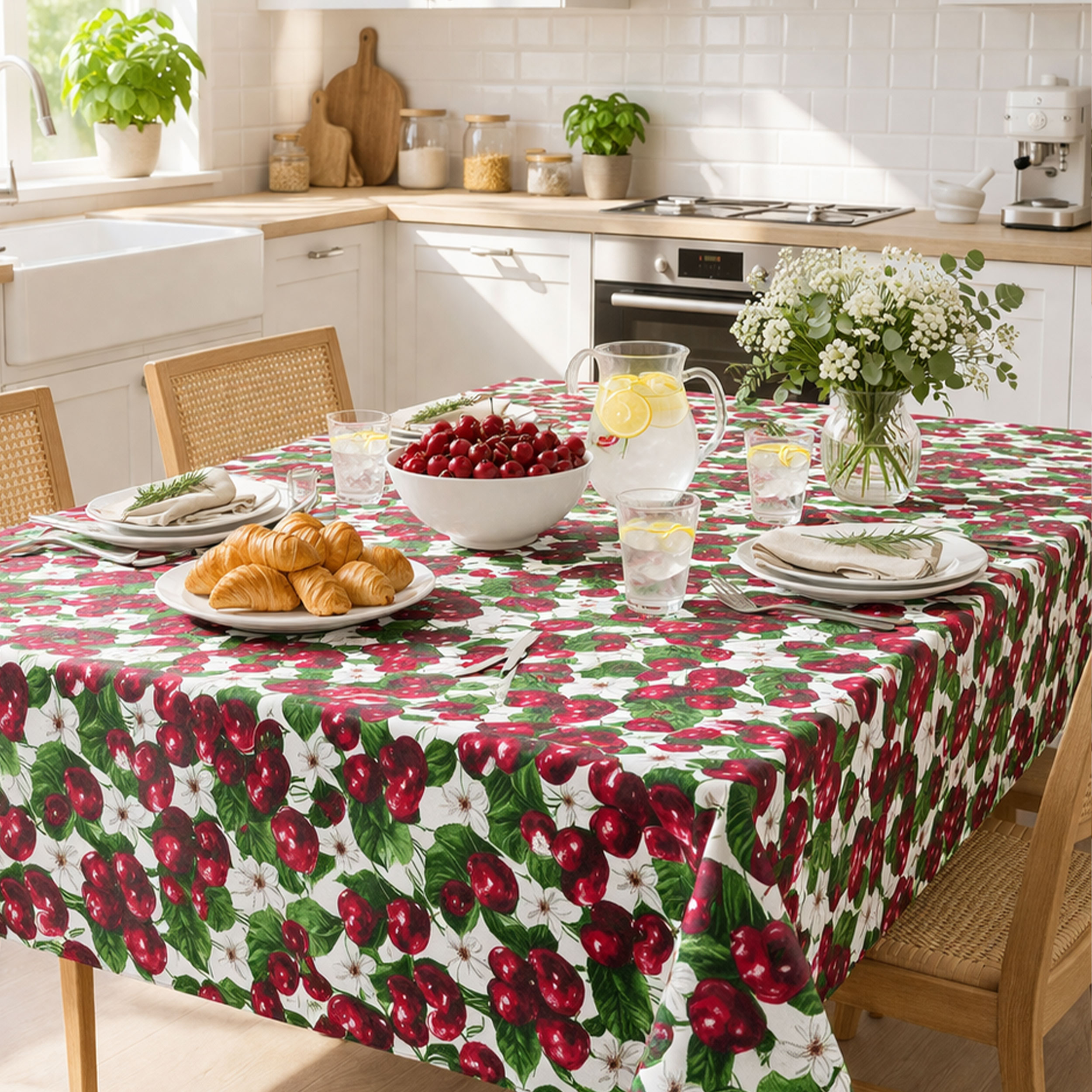 Fabric for Resin Tablecloth Cherries Image