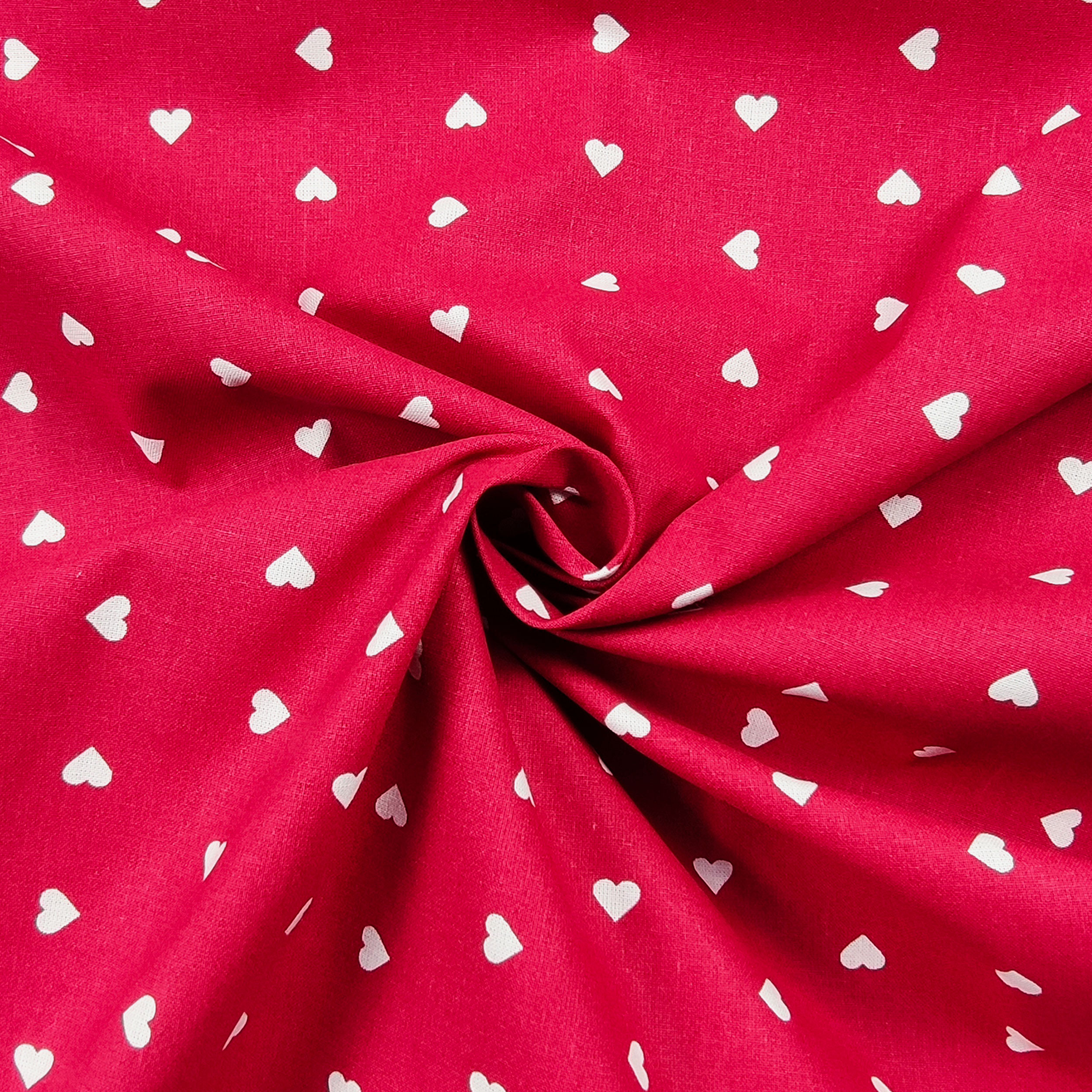 Printed Cotton with White Hearts - Colored Background  Image
