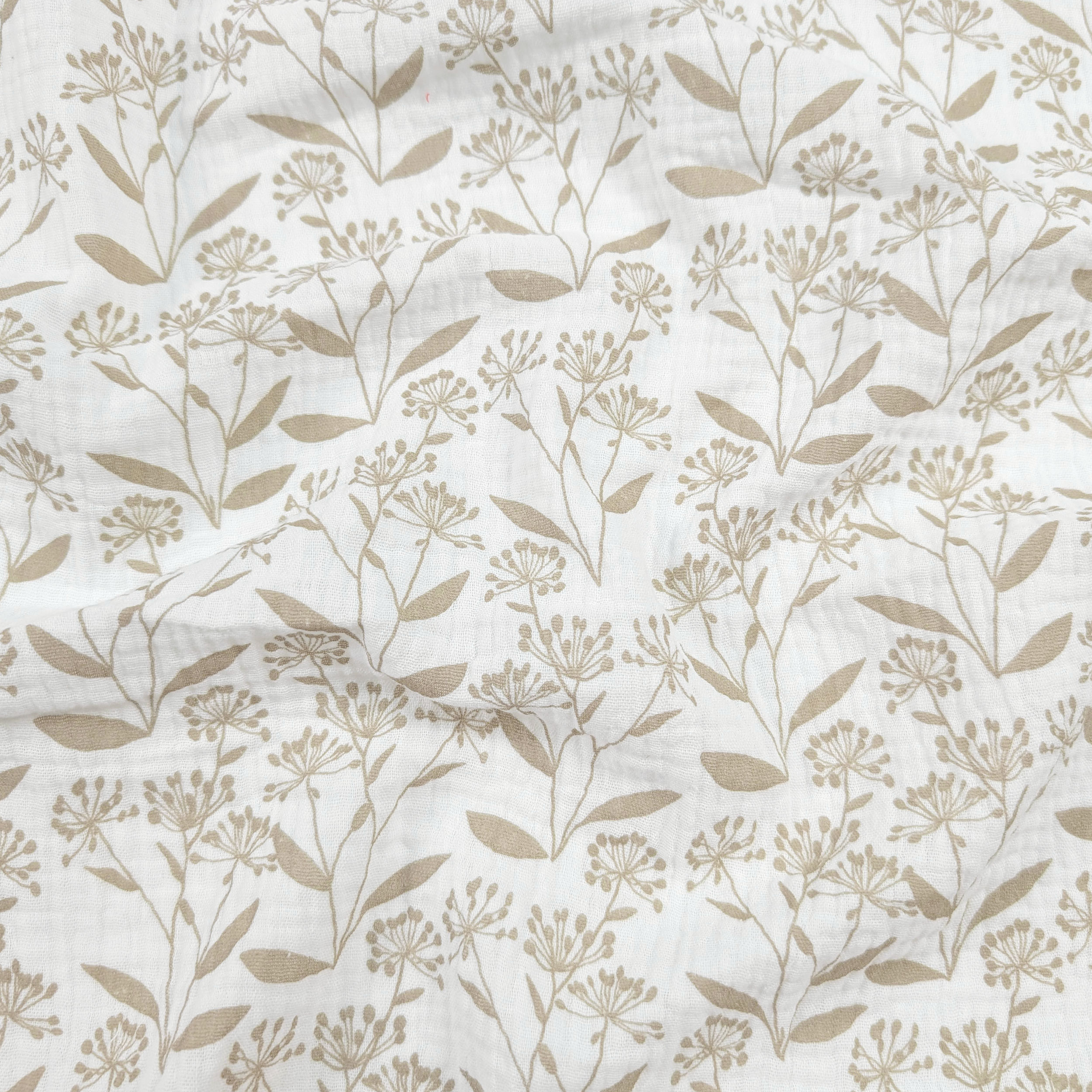 Beige Floral Fantasy Cotton Muslin Image