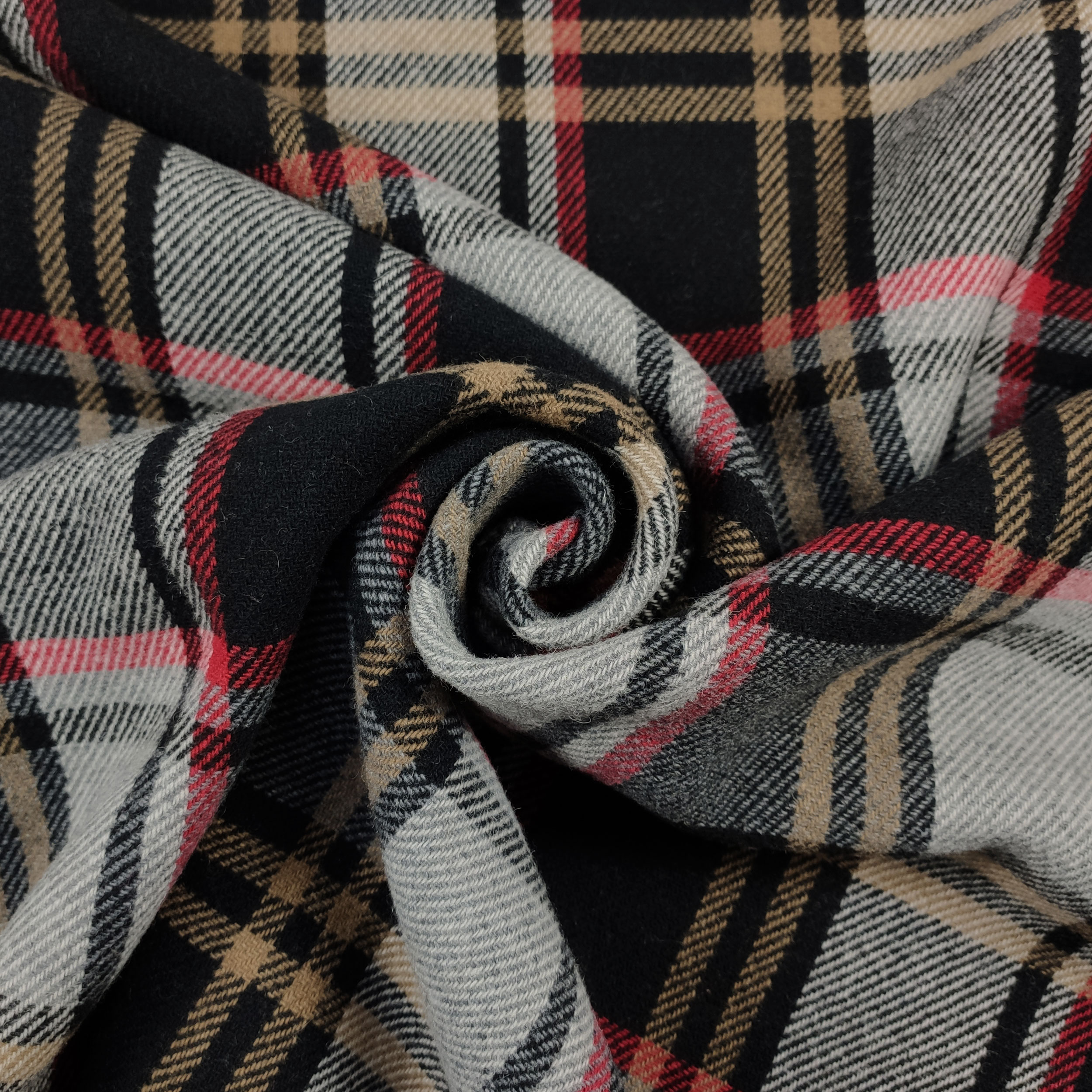 Manteau double écossais et laine mélangée grise