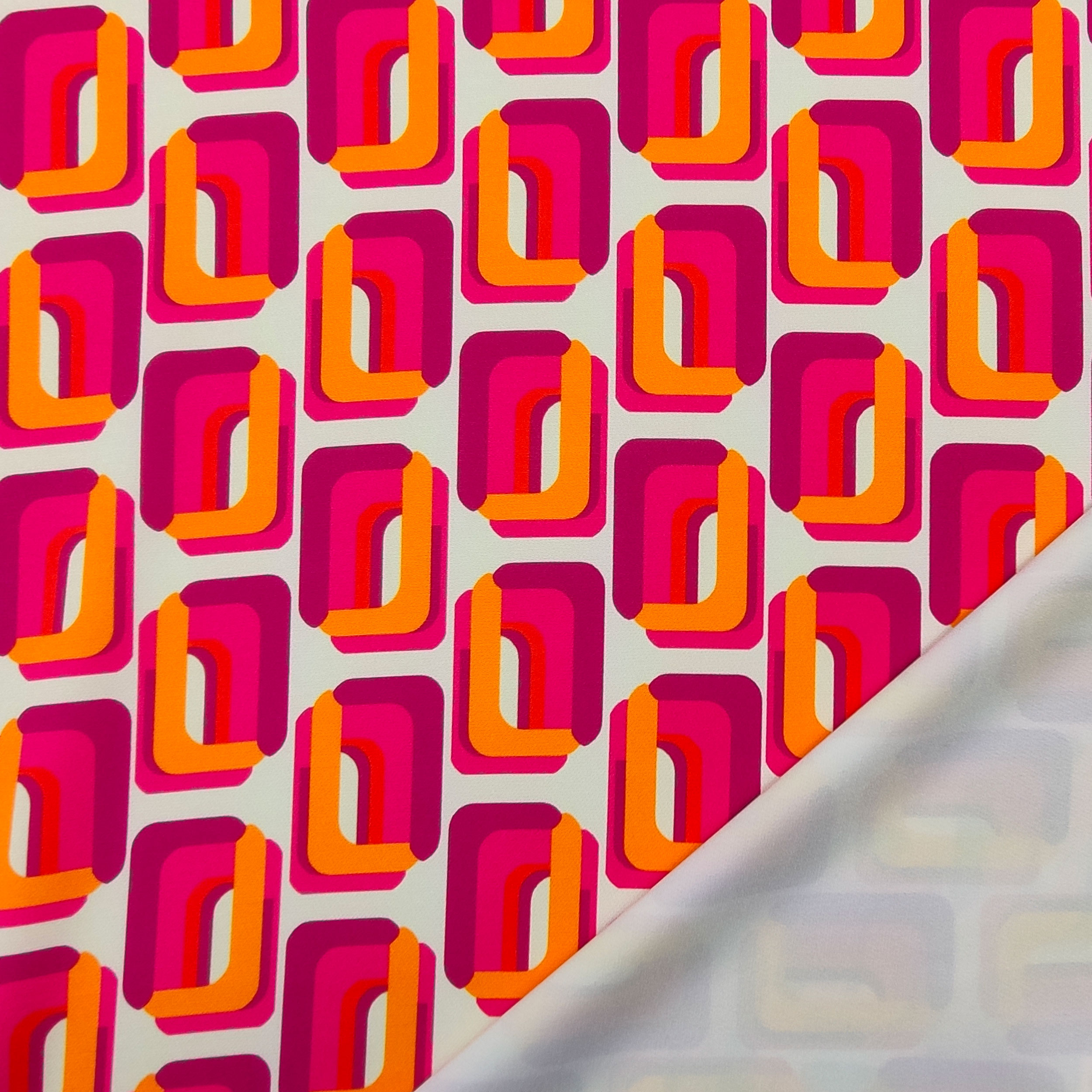 Tela Fantasía Alta Moda Fuxia y Naranja