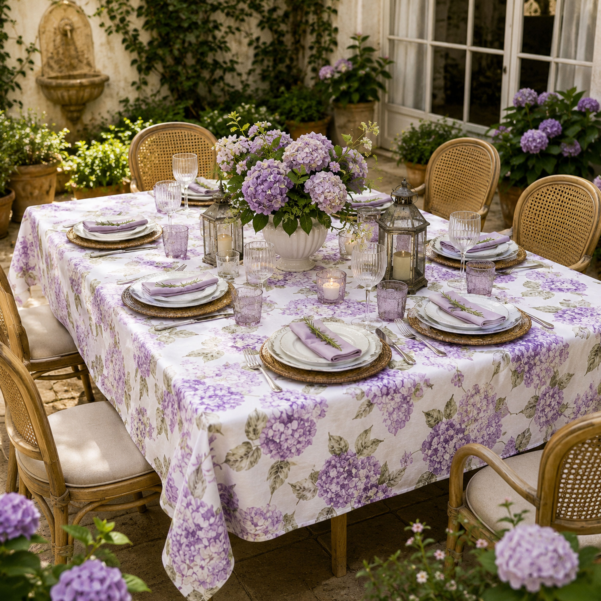 Panama Fabric Lilac Hydrangea Cotton Image
