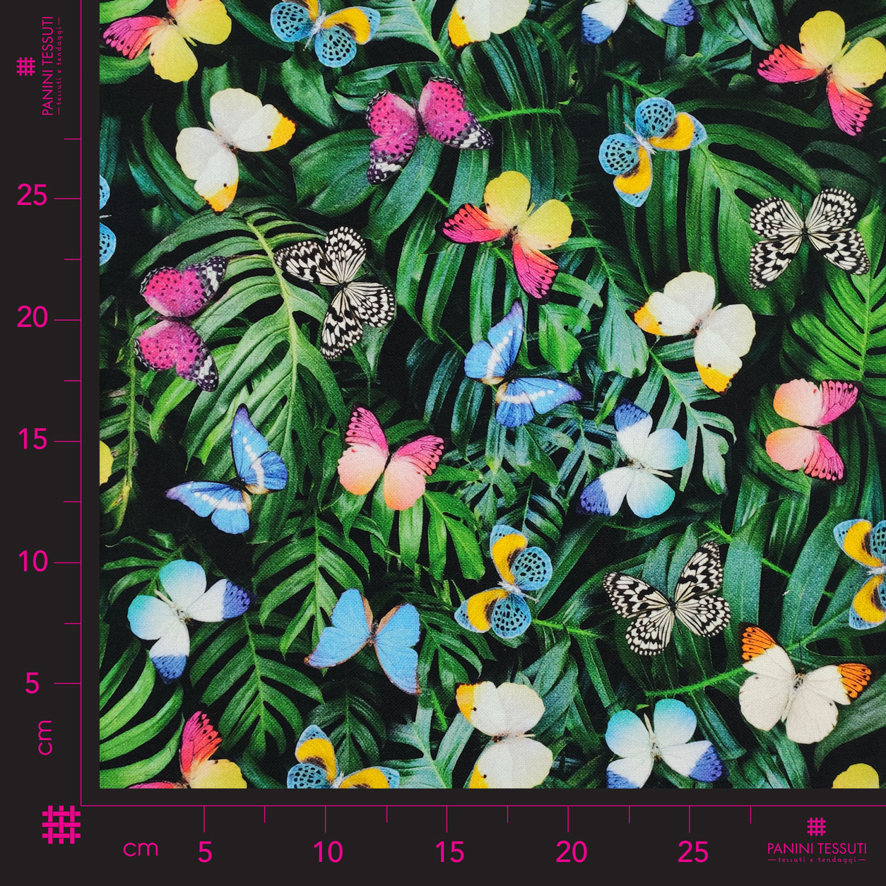 tessuto-panama-di-cotone-farfalle-e-foglie-tropicali