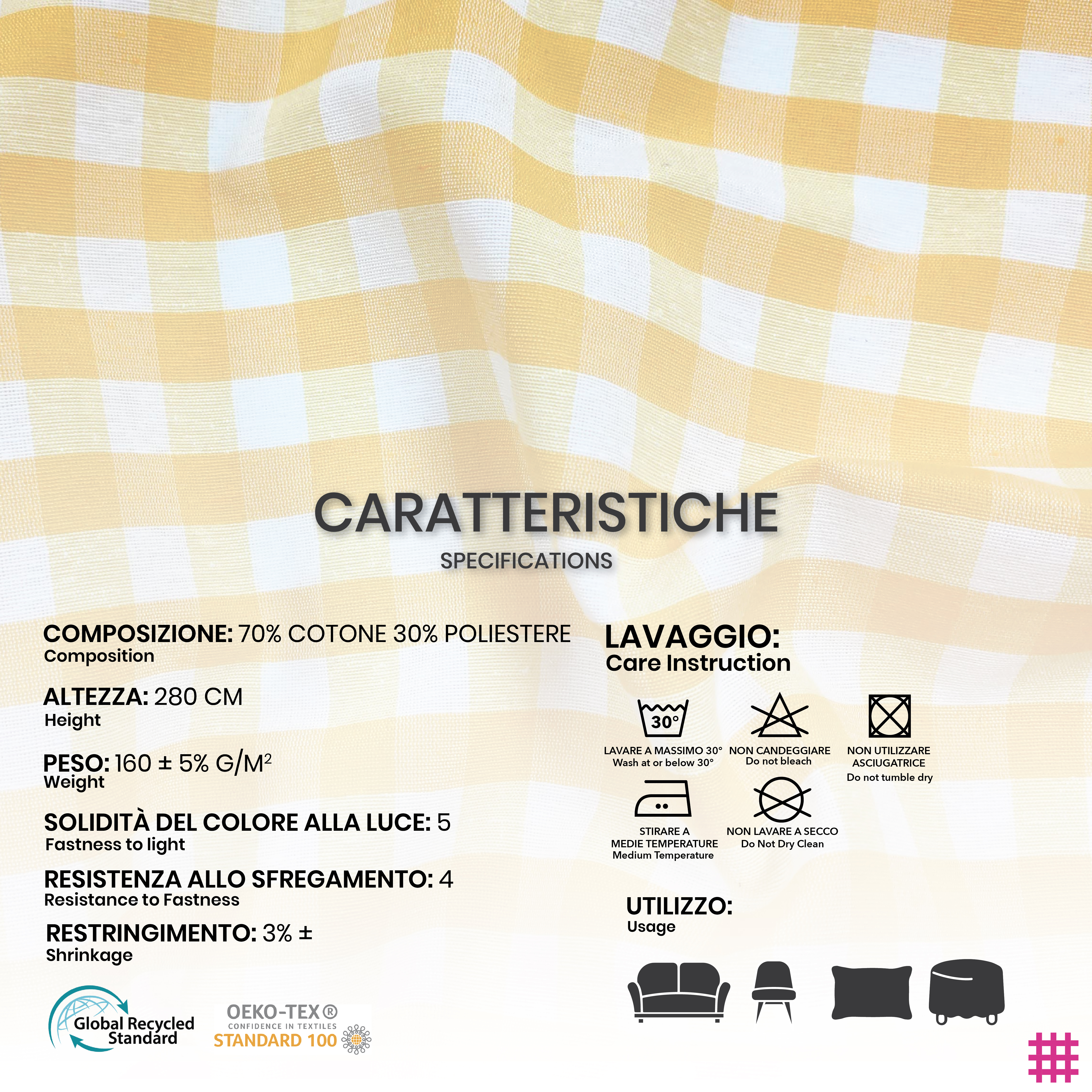 Yarn Dyed Tablecloth Fabric with Check Pattern Image