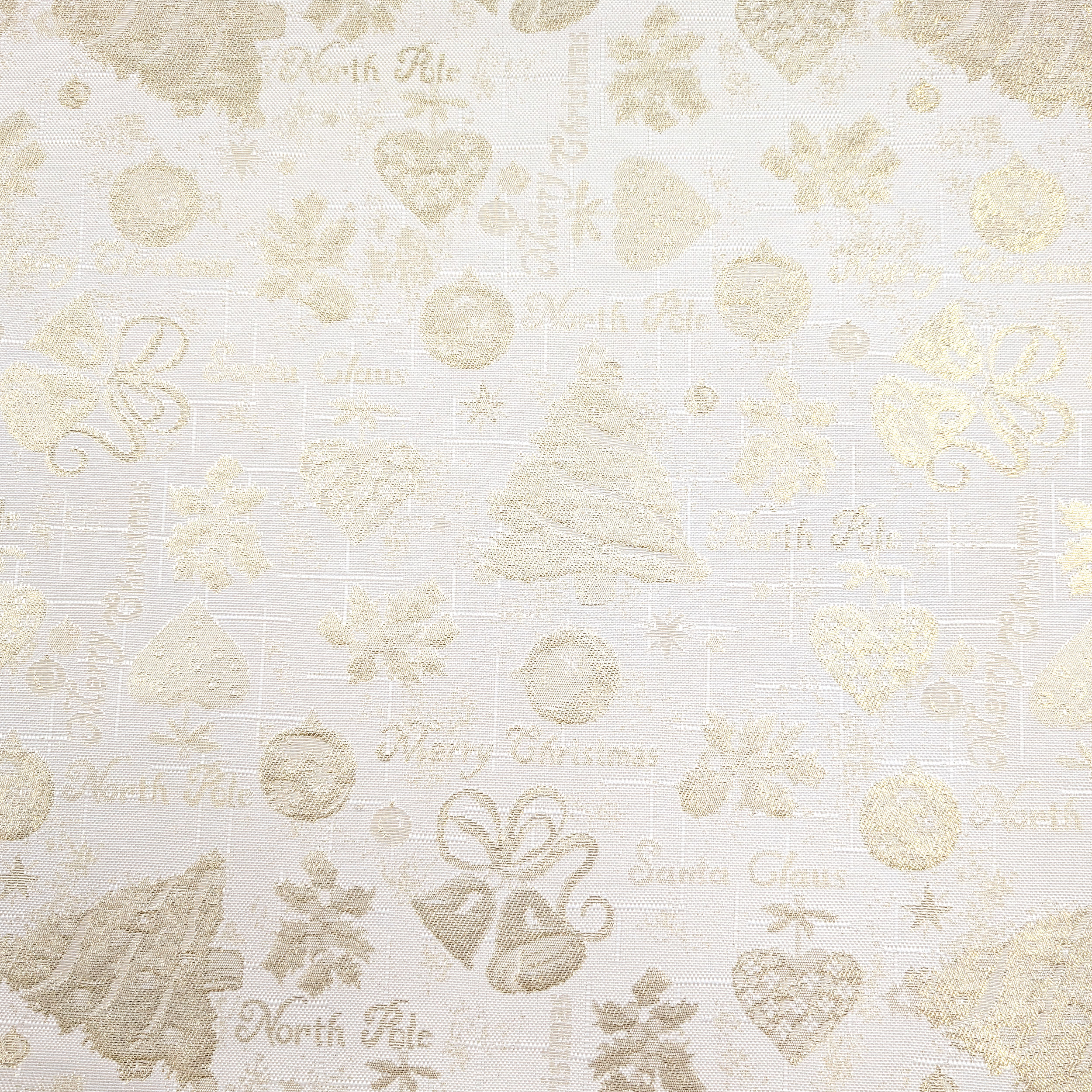 Jacquard Frohe Weihnachten Weiß Gold Lurex H 280 cm Image