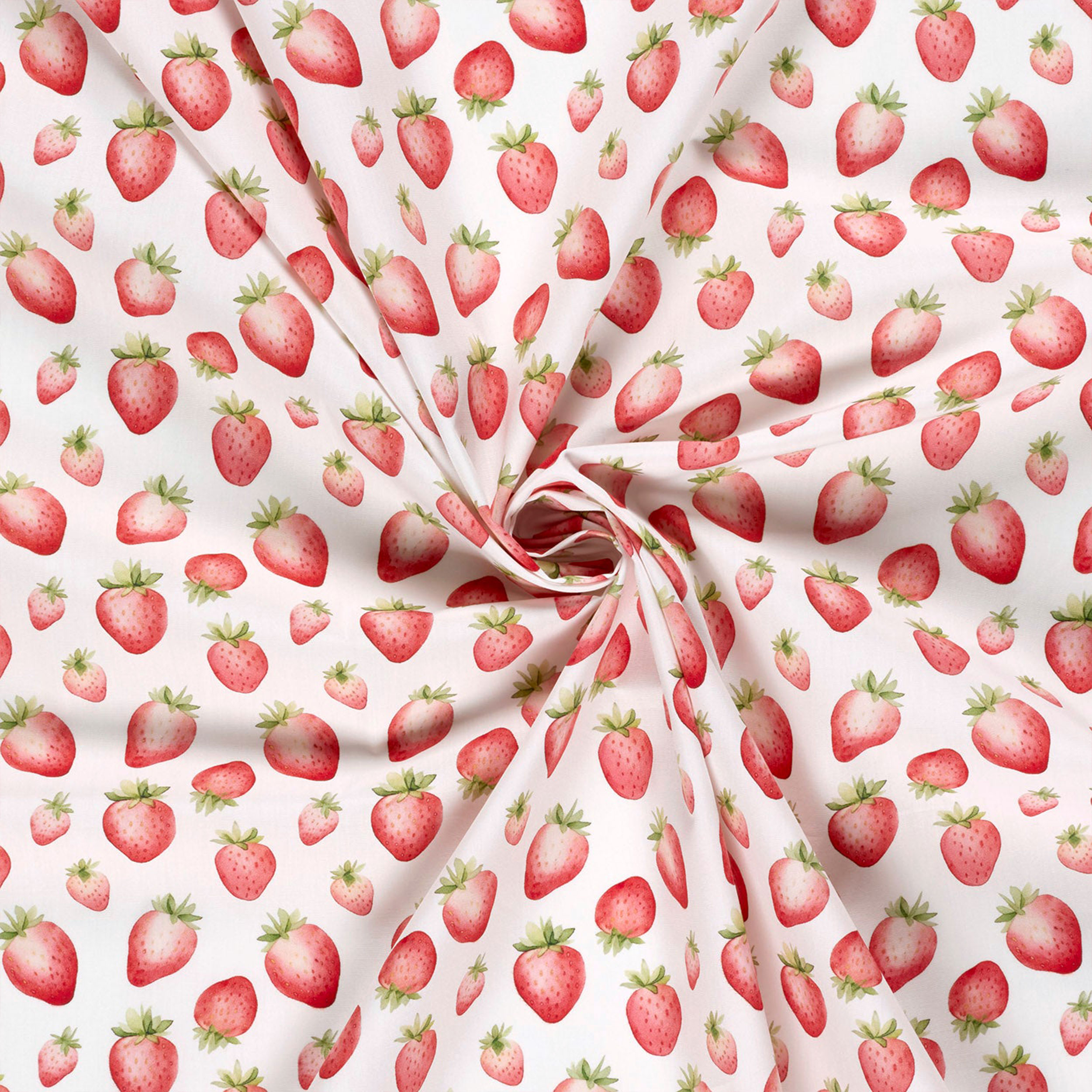 Poplin Cotton Strawberry White Background Image
