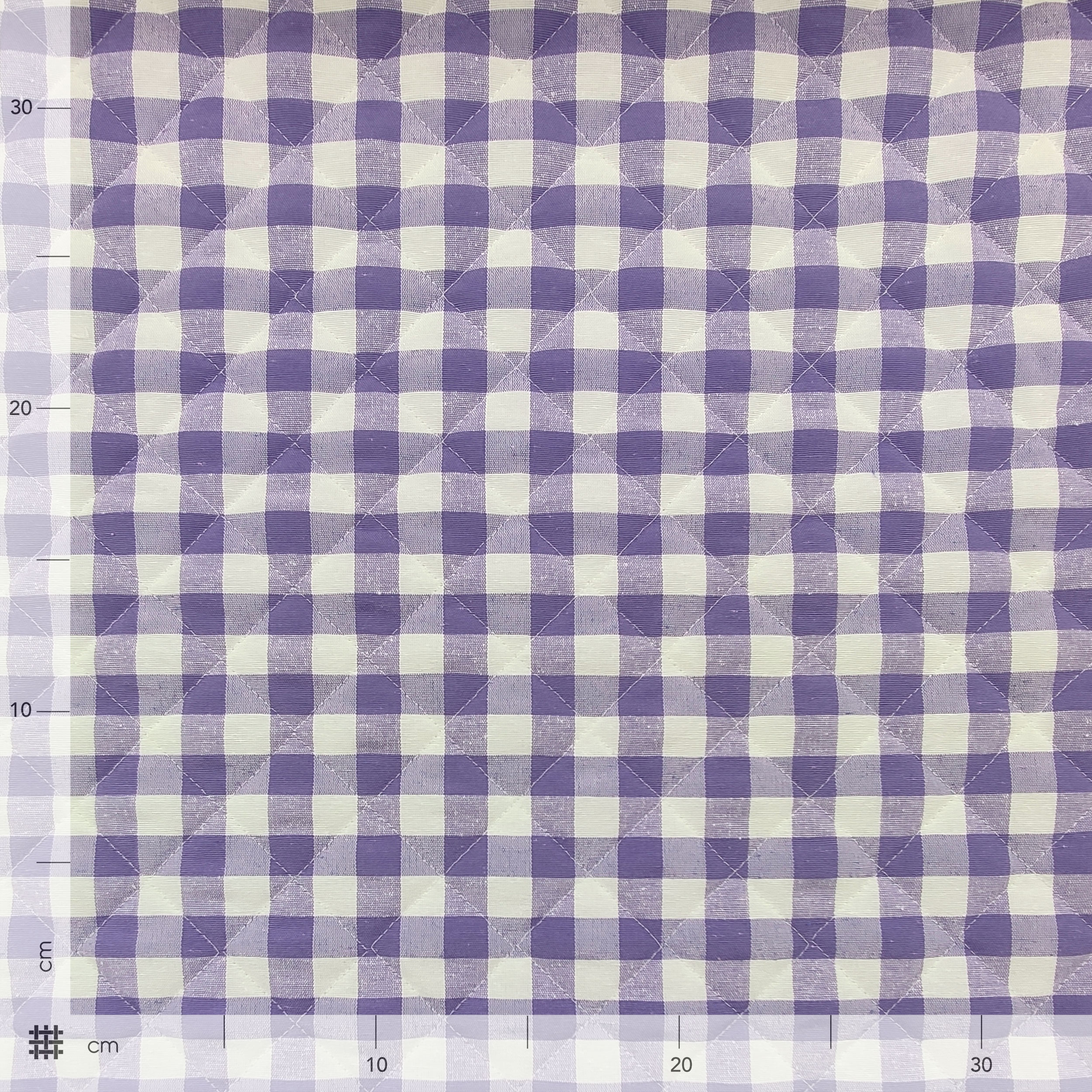 Thread Dyed Quilted Fabric with Lilac Check Pattern Image