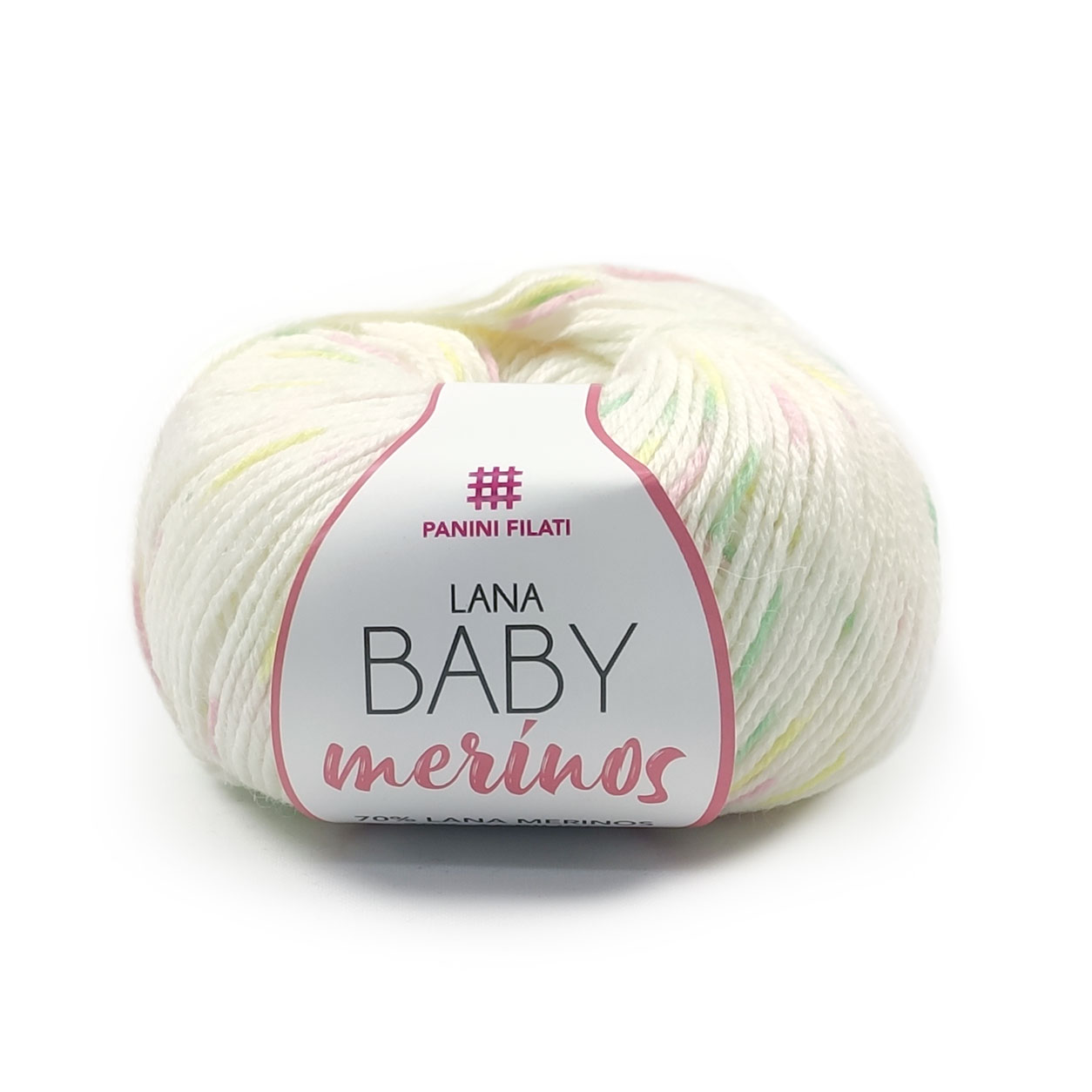 Gomitolo-lana-baby-merinos-Bianco-Mix-rosa-giallo-e-verde