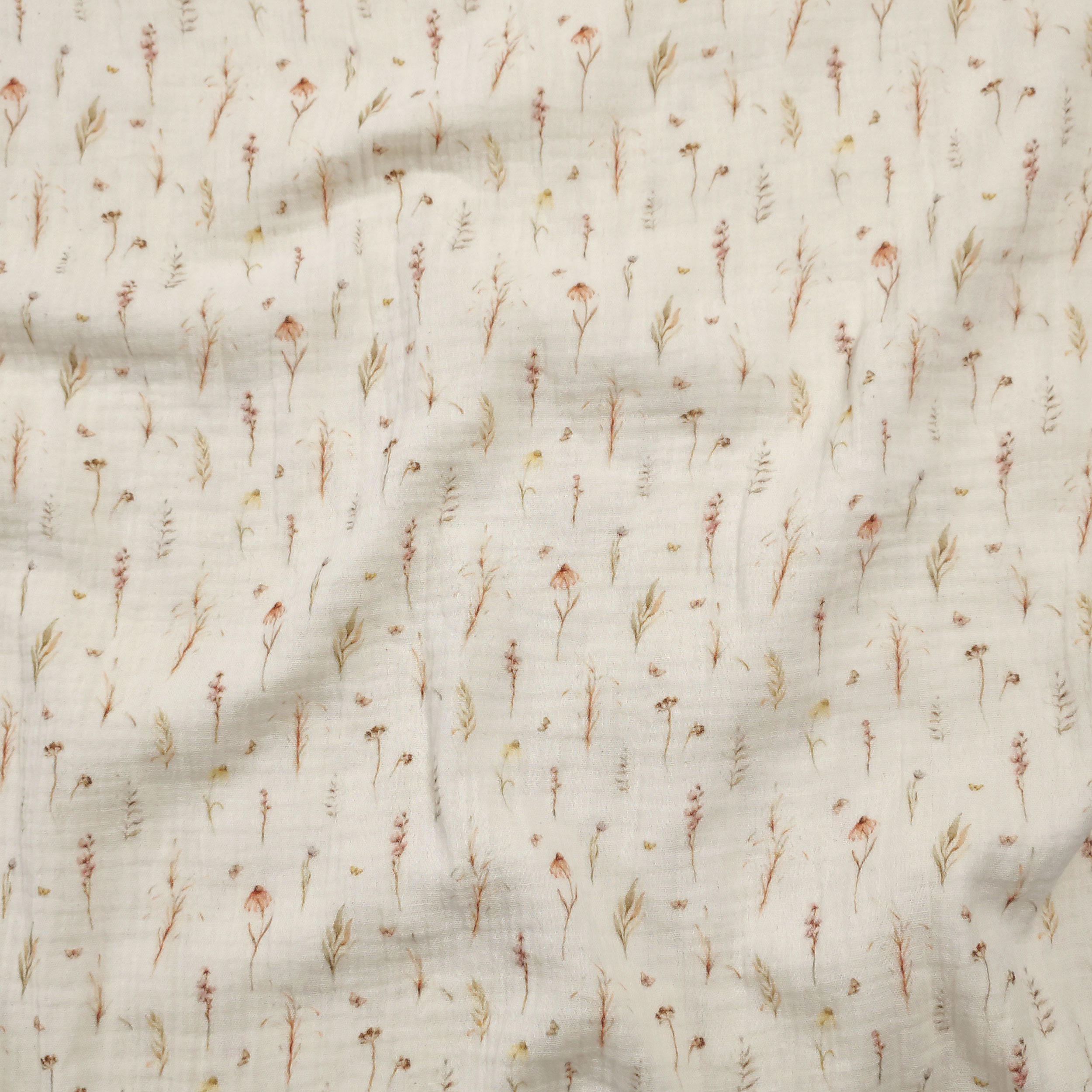 Cotton Muslin Flowers Cream Background
