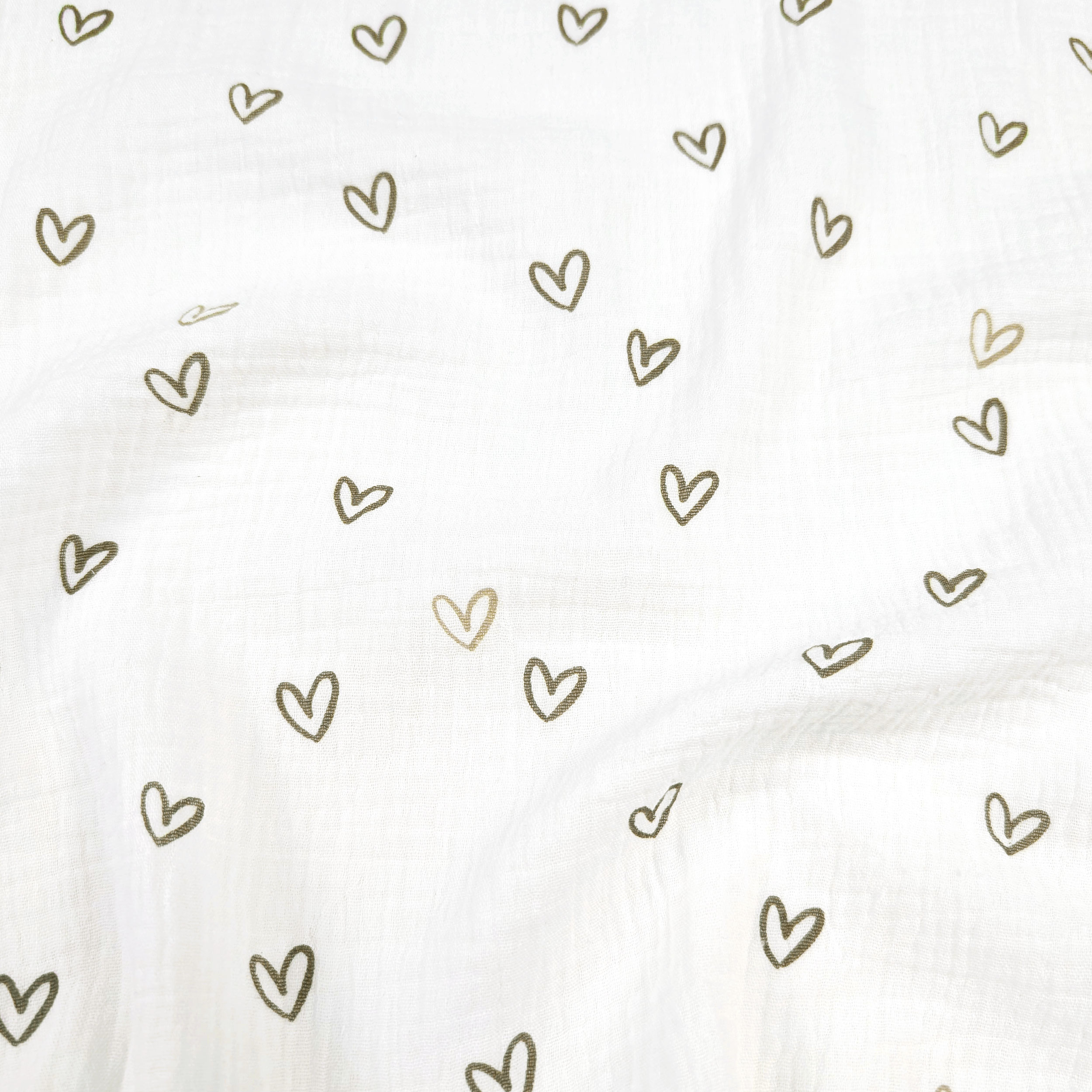 Cuoricini Beige Cotton Muslin Image
