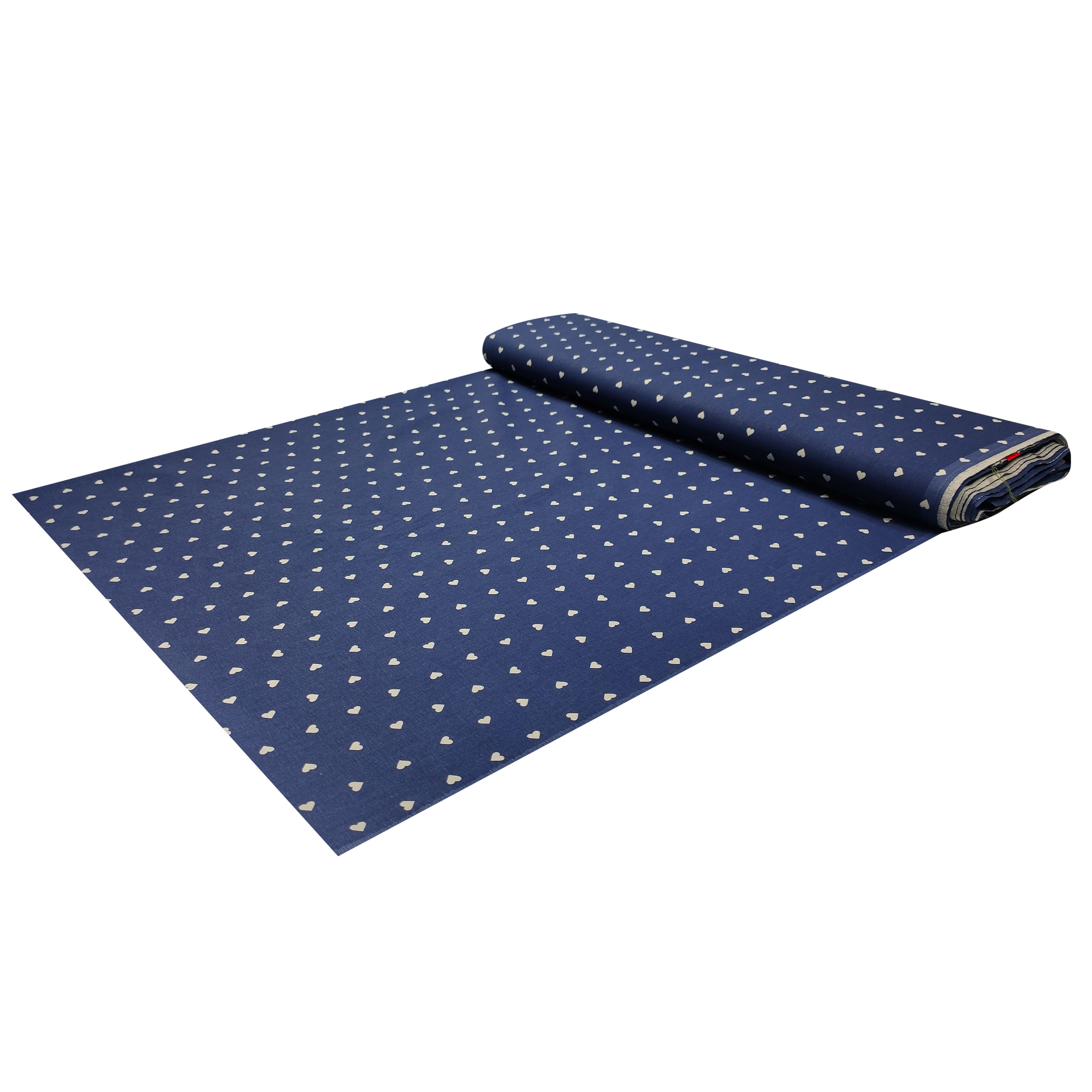 Printed Cotton with White Hearts - Colored Background  Image