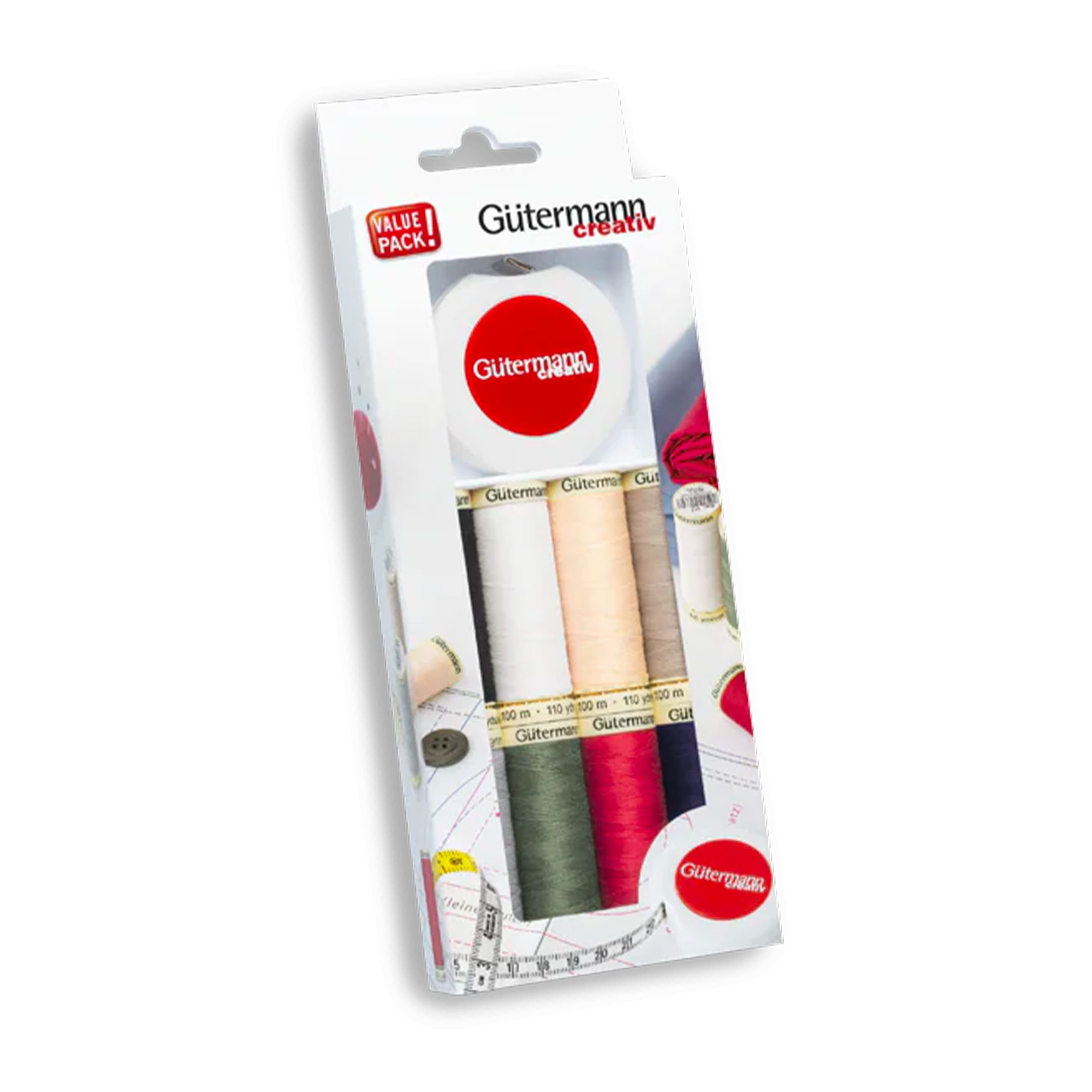 Gutermann Seamstick 8 bobinas 100 m con cinta métrica
