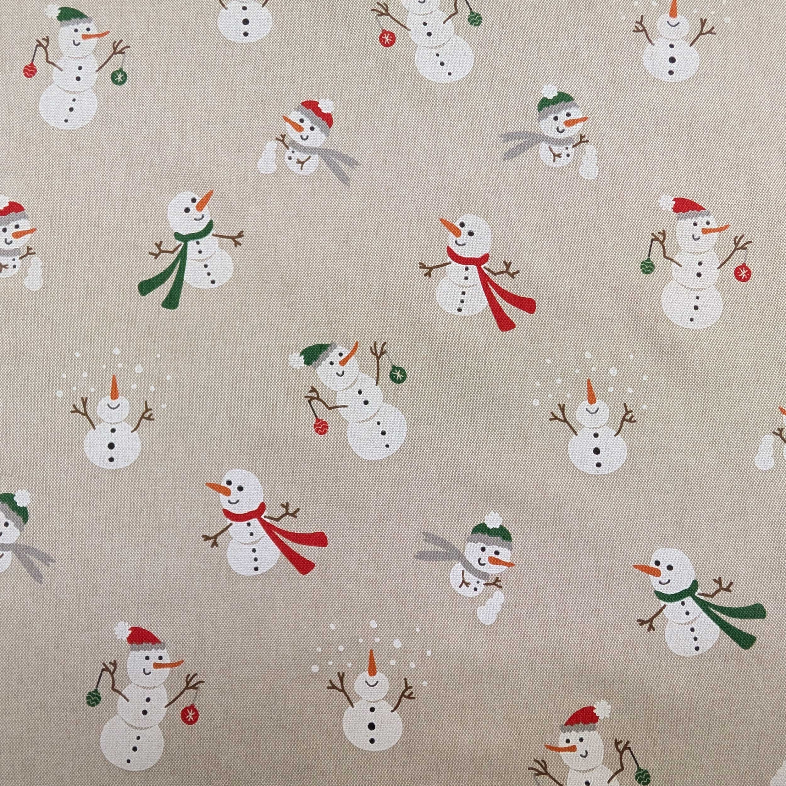 Panama fabric with snowman pattern Image