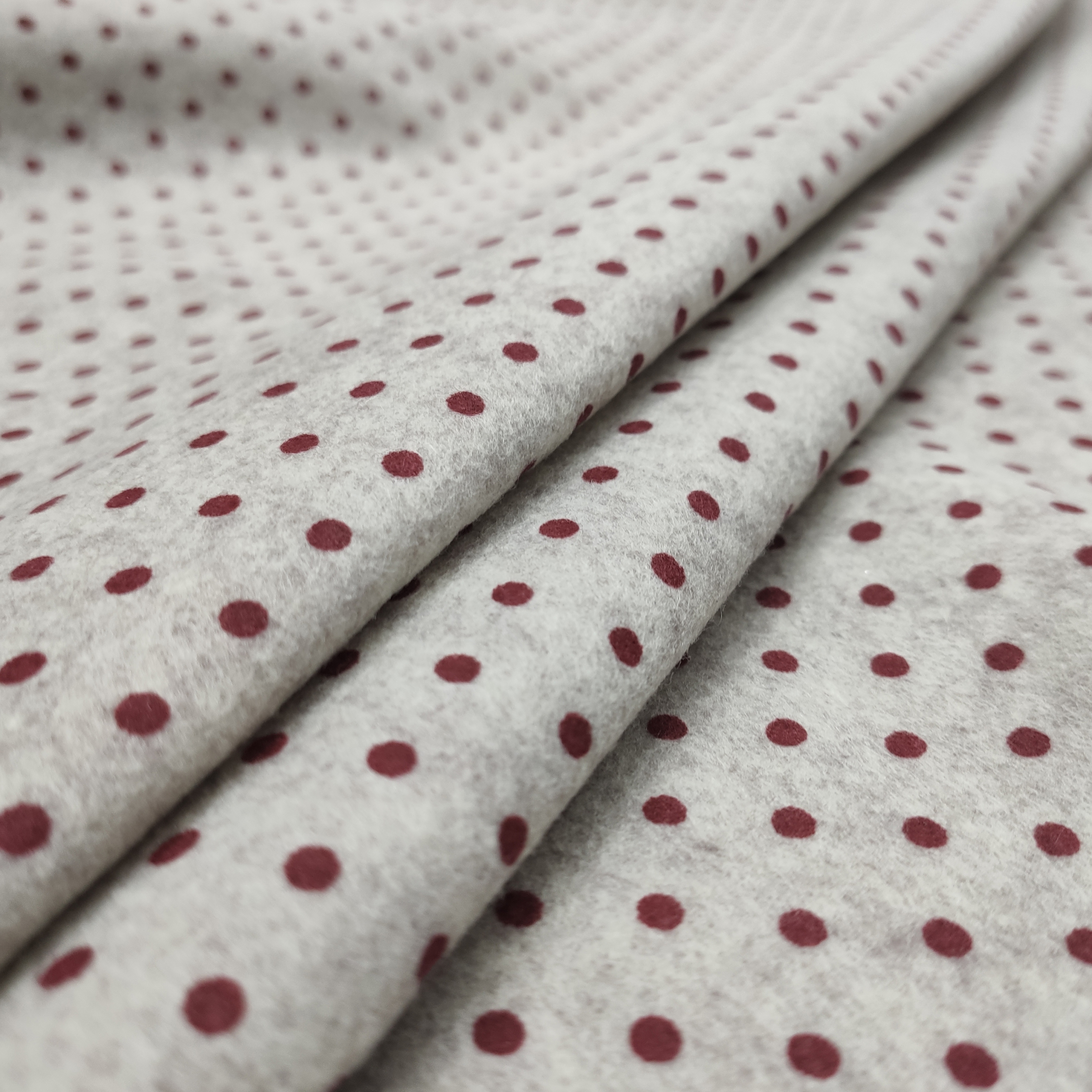 Soft Thin Felt - Burgundy Small Dots Image