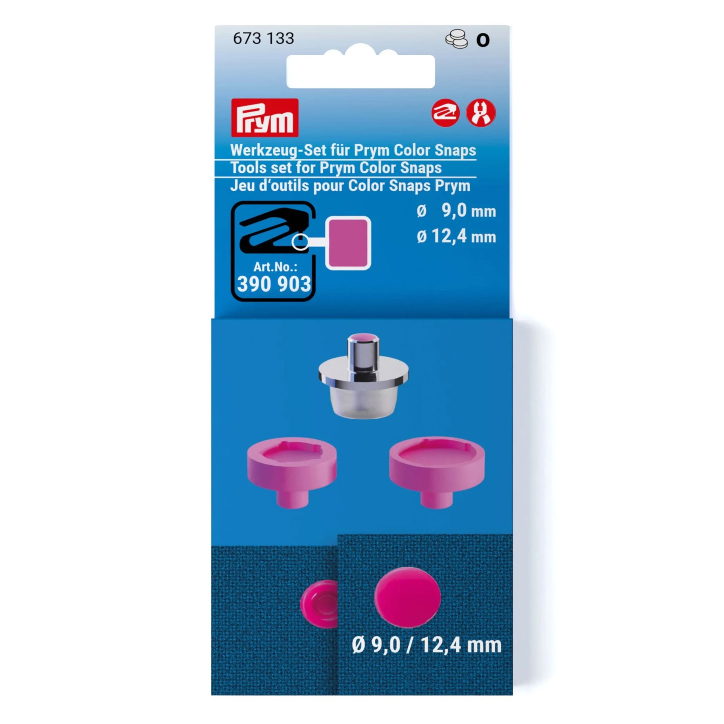 Fuxia Juego de Herramientas para Color Snap Prym 9 - 12.4 mm