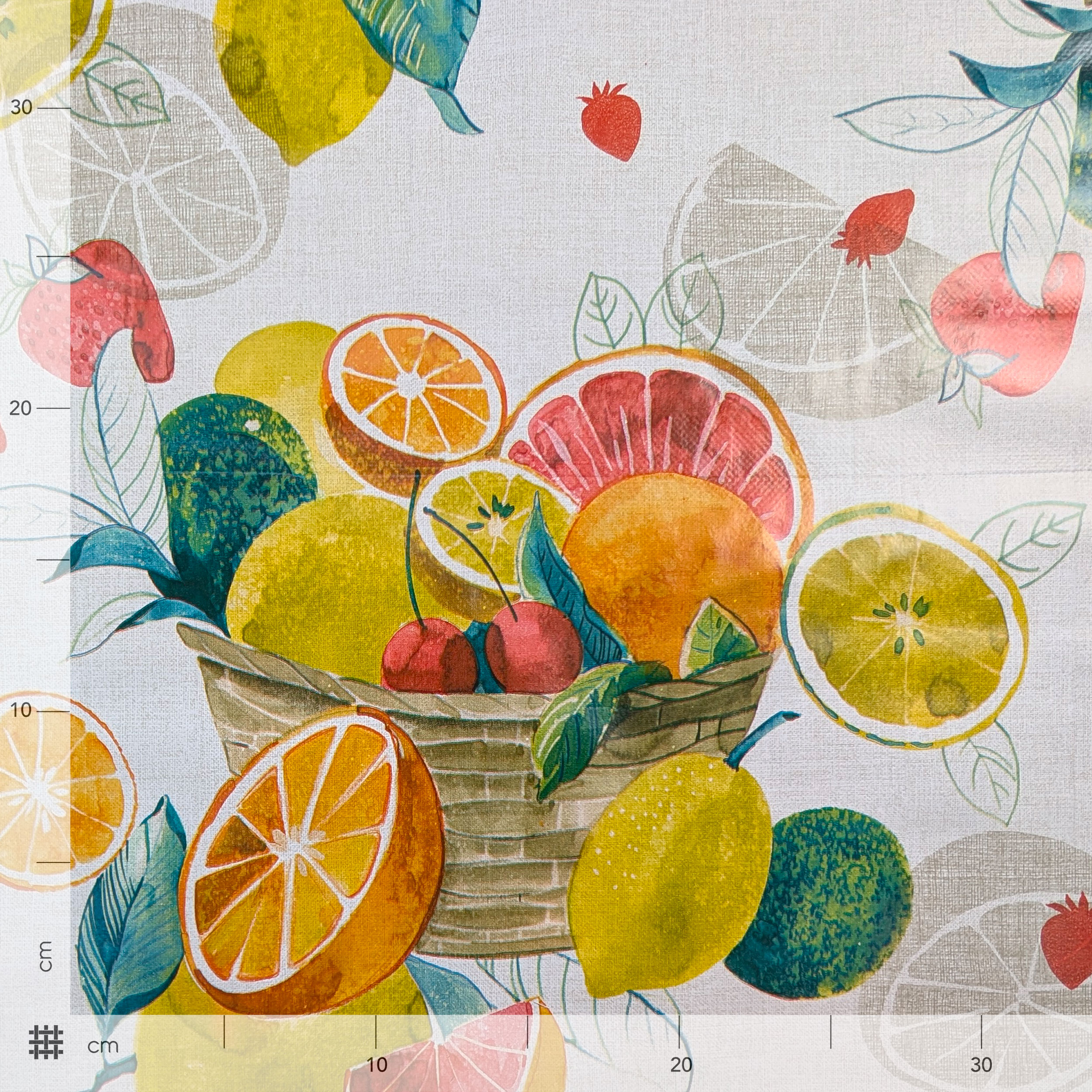 Fruit Basket Waxed Tablecloth Fabric Image