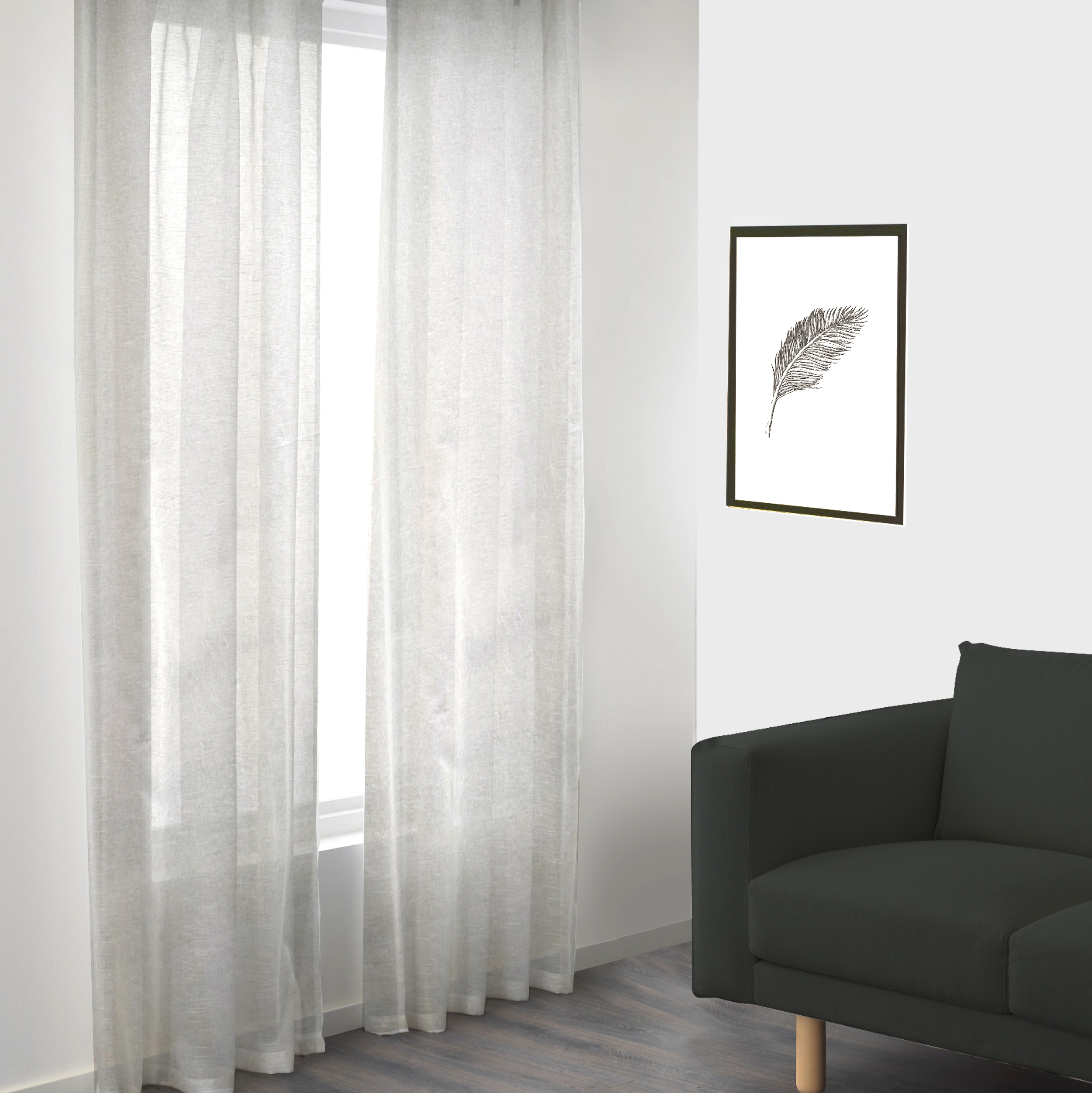 Tissu de rideau en gaze froissée - naturel