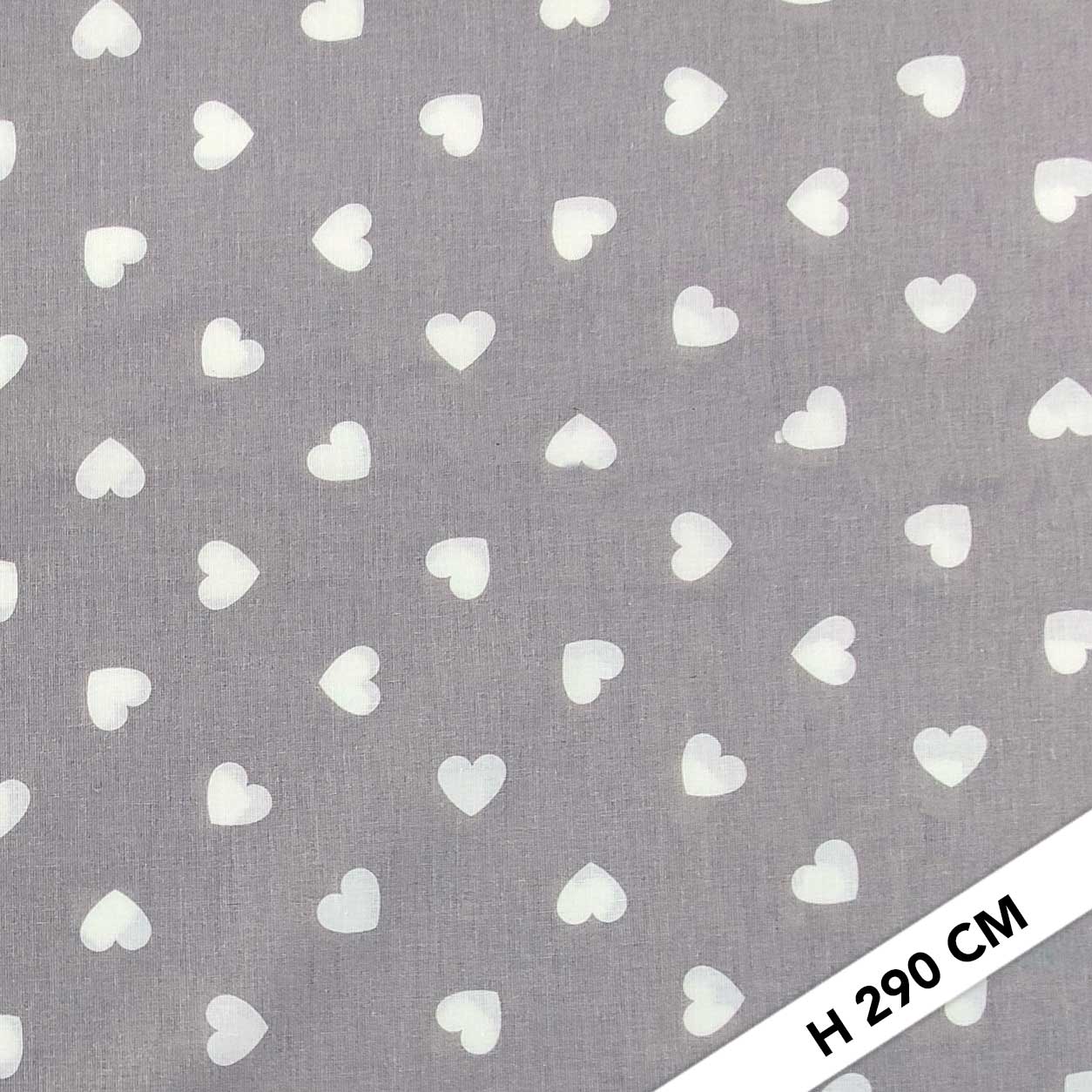 Cotton Sheet White Hearts with Grey Background Image