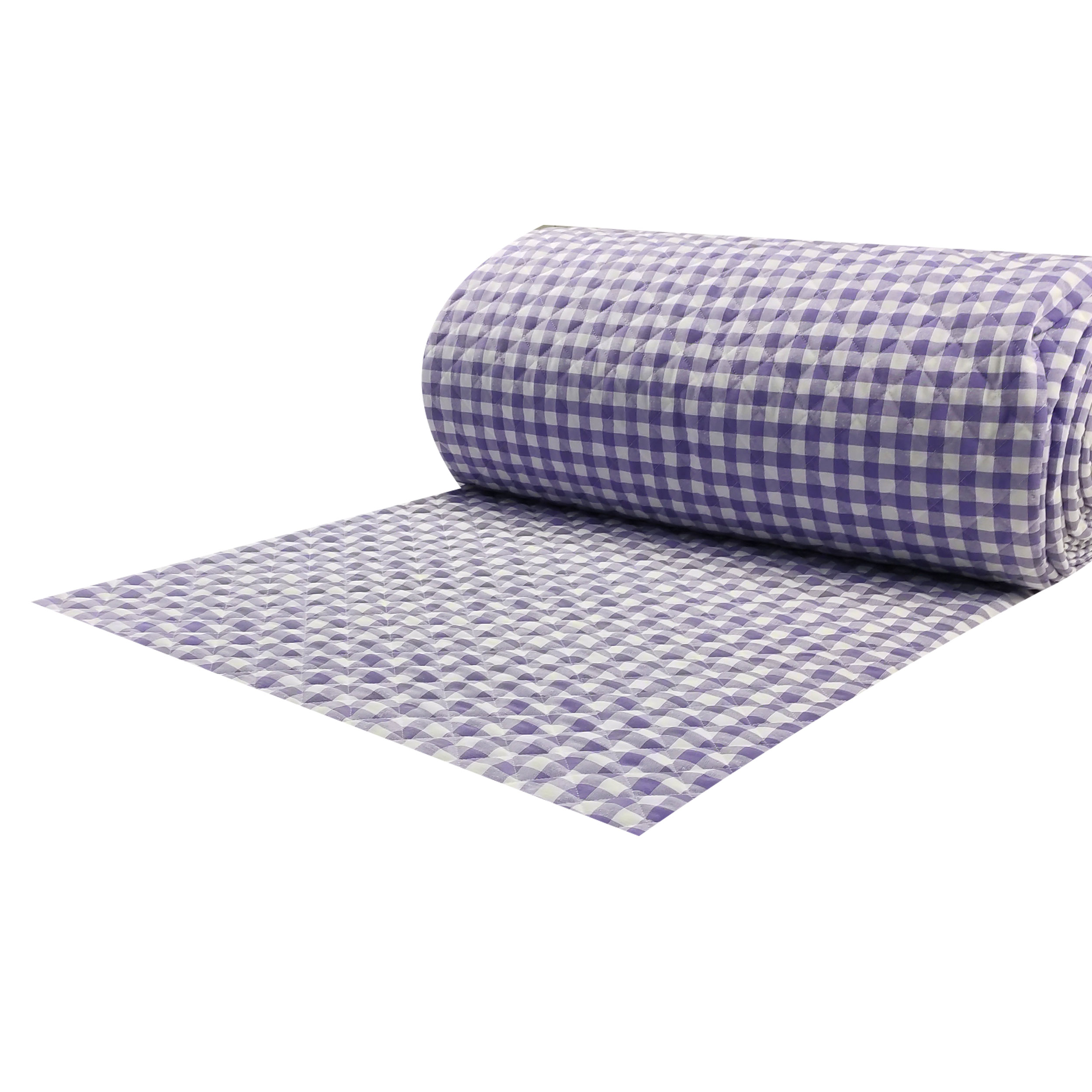 Thread Dyed Quilted Fabric with Lilac Check Pattern Image