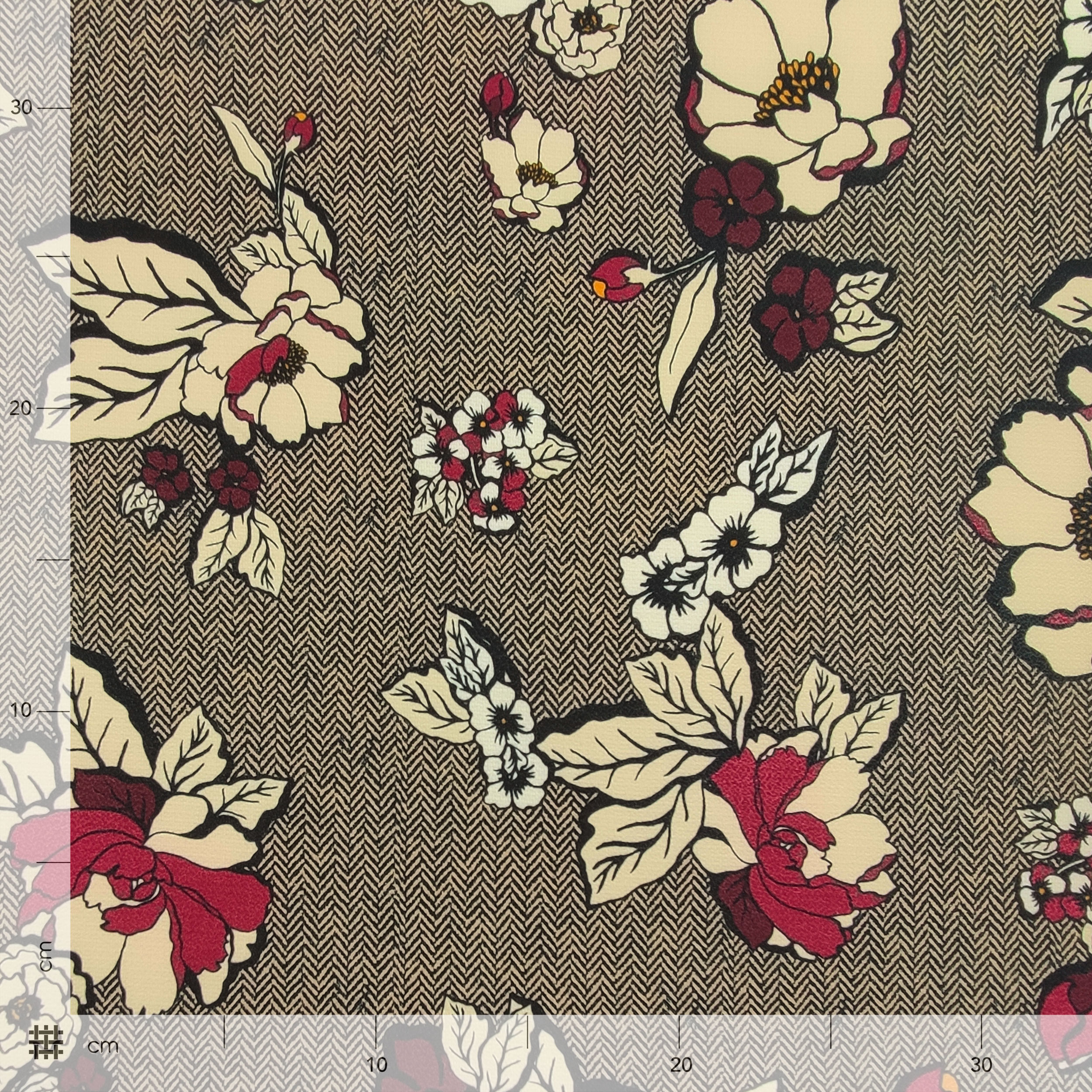 Crepe Herringbone Flowers Fashion