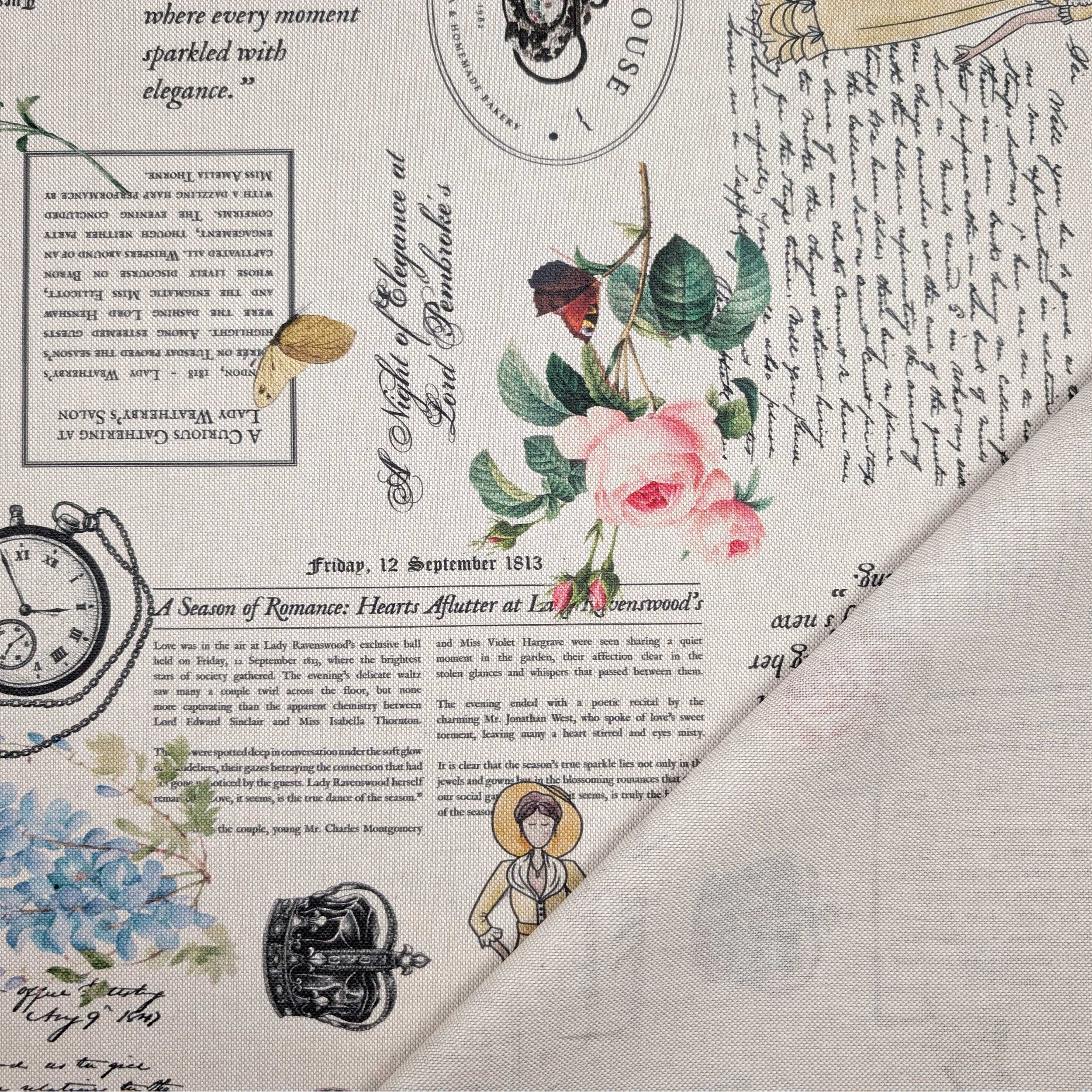 Vintage Newspaper Panama fabric Image
